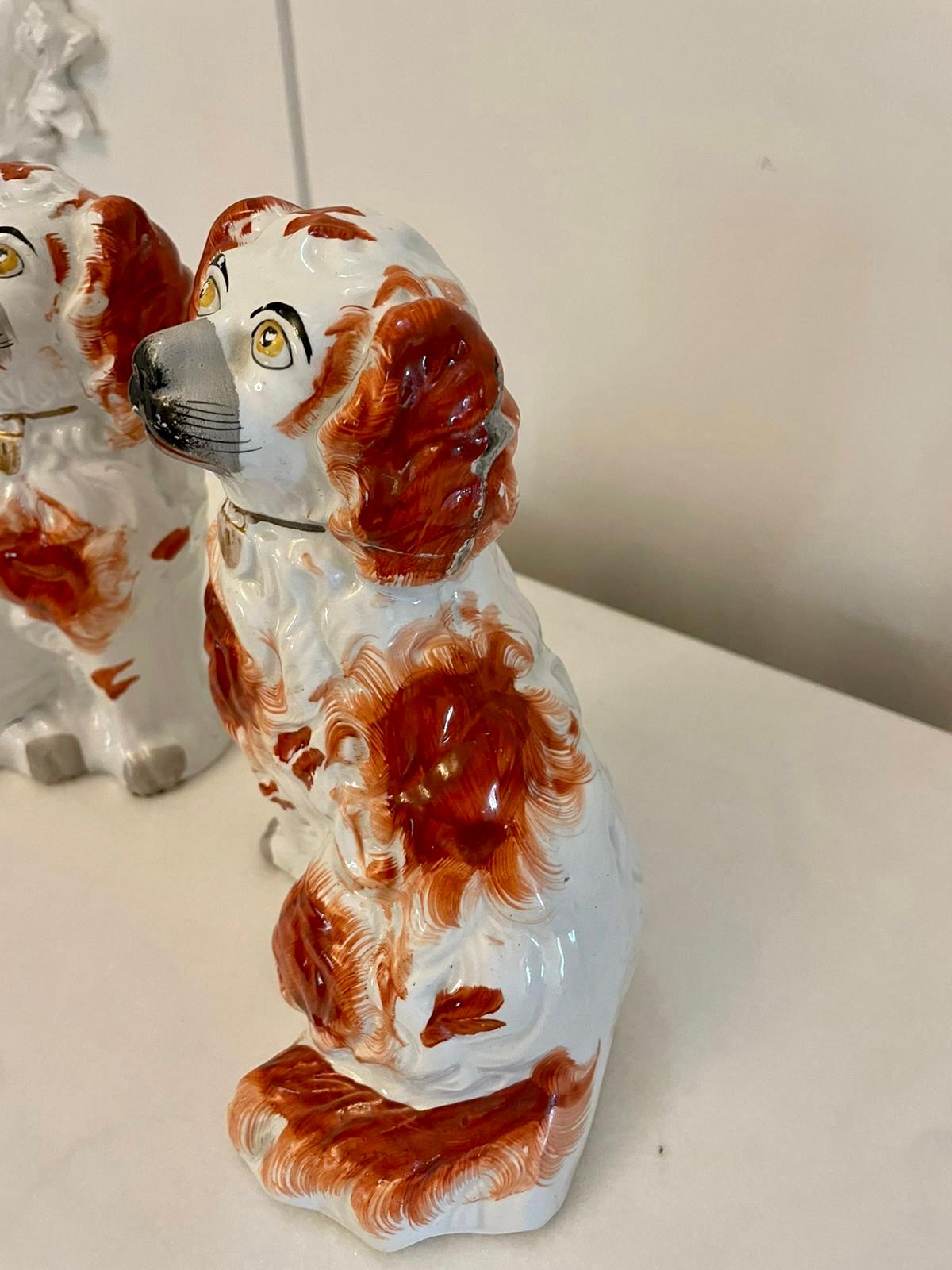 19th Century Pair of Antique Victorian Quality Staffordshire Dogs