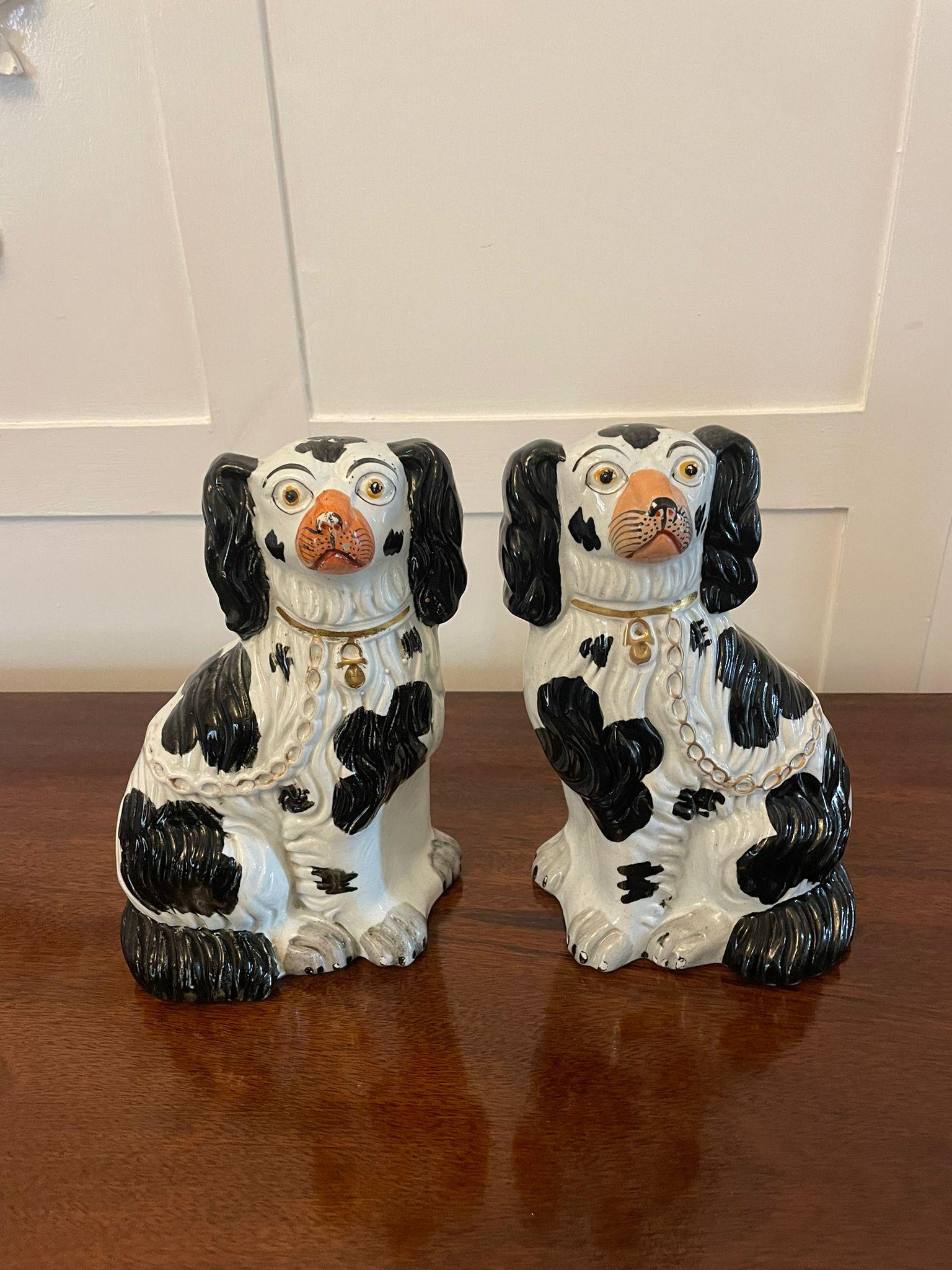 19th Century Pair of Antique Victorian Quality Staffordshire Dogs