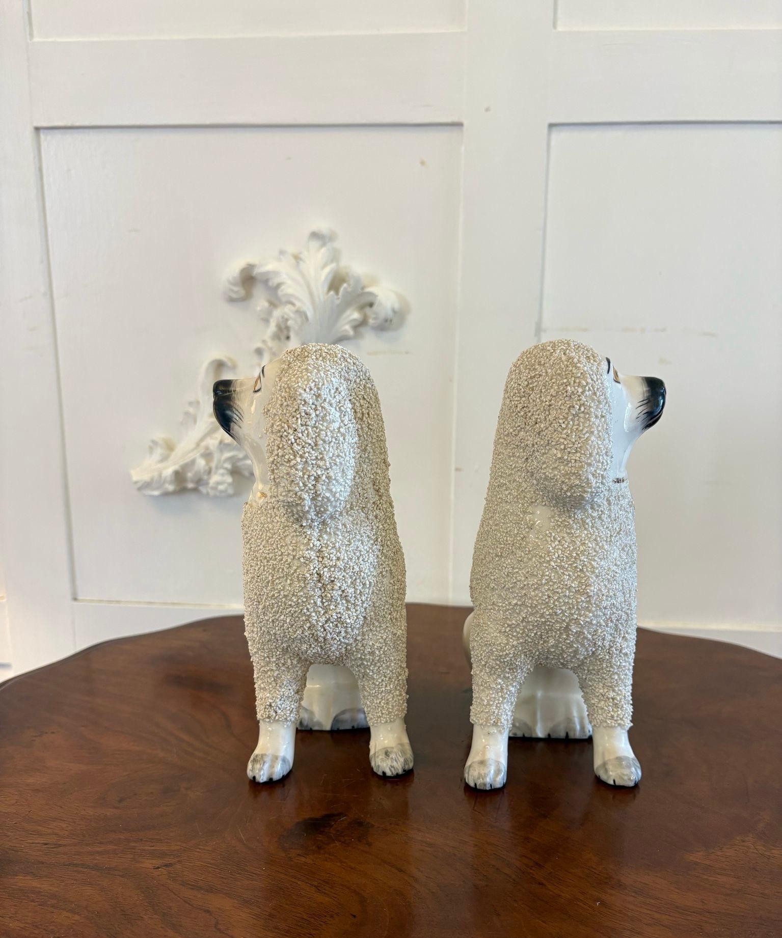 Coppia di antichi barboncini dello Staffordshire di qualità vittoriana in vendita 2