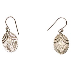 Pair Of Antique Victorian Silver Aesthetic Style Earrings Dated Circa 1880