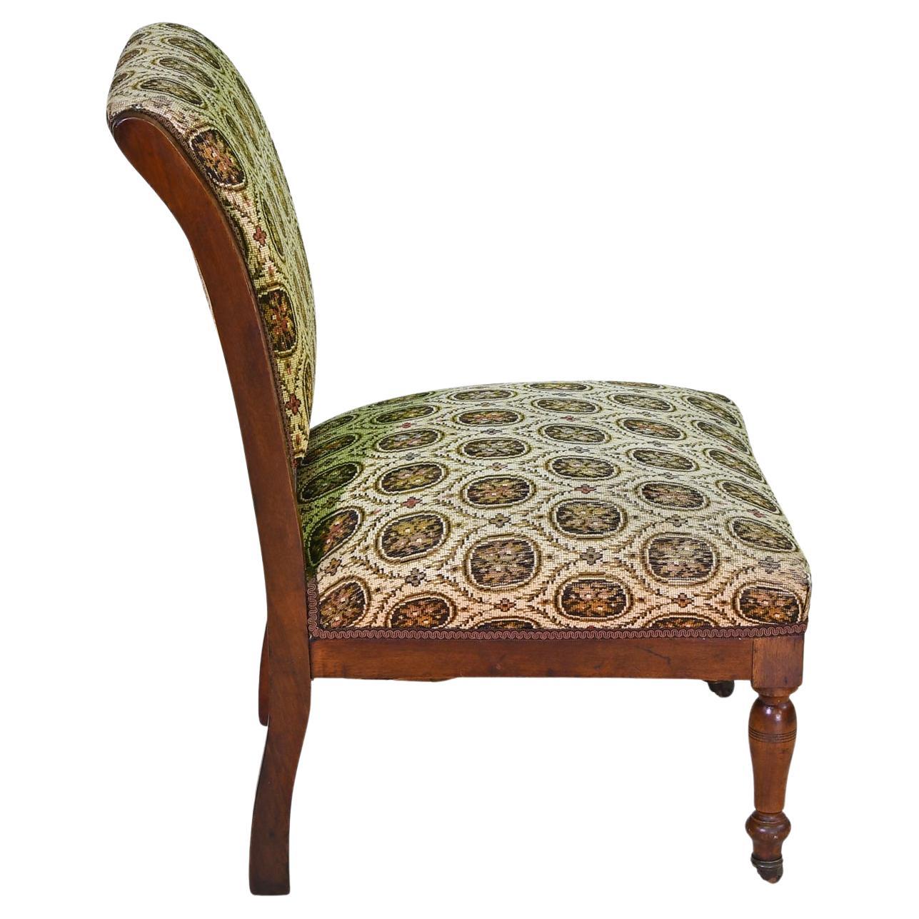 Curated visual reference: Picture Idea: Pair Of Antique Victorian Slipper Chairs In Walnut With Upholstered