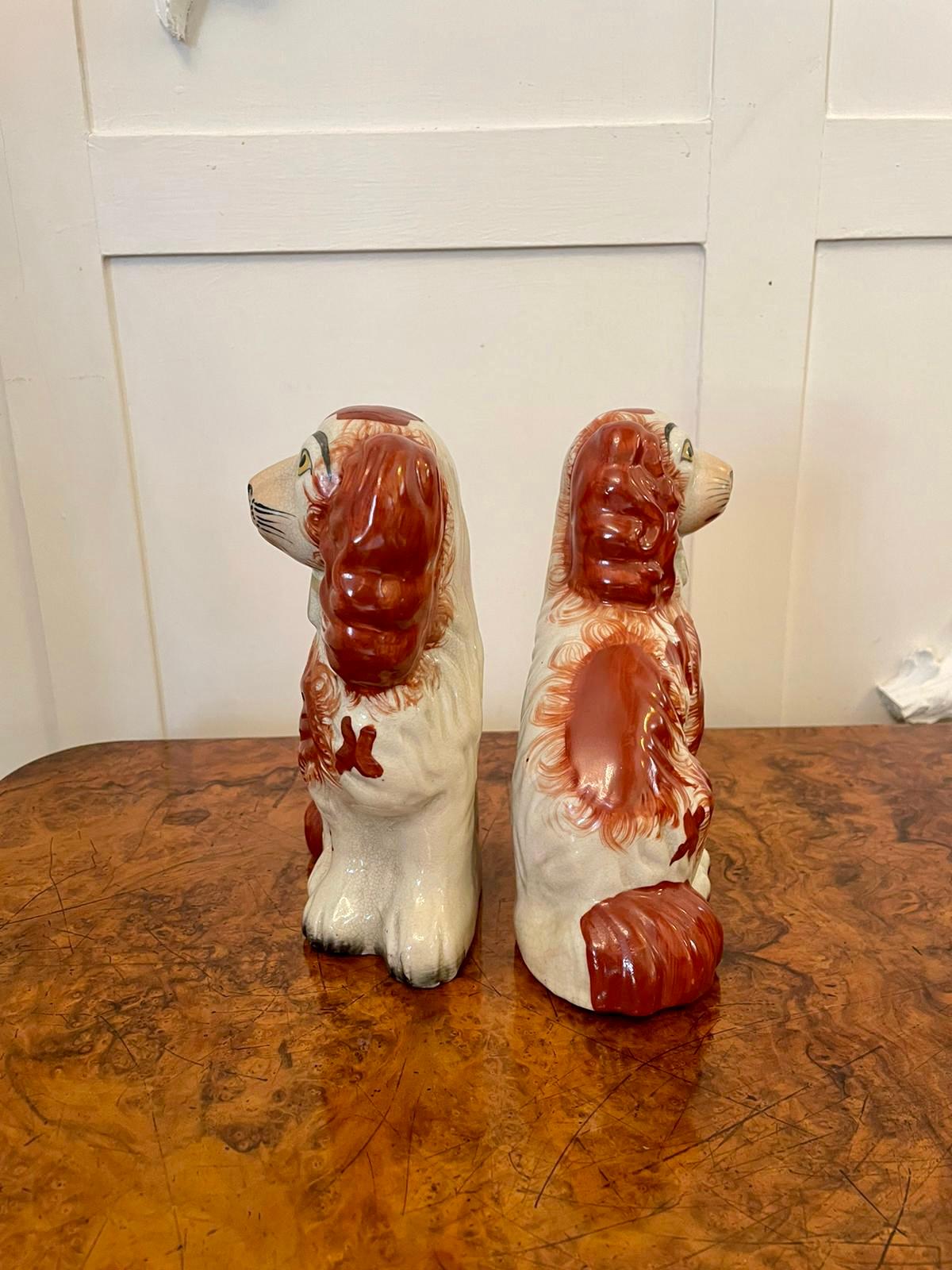 English Pair of Antique Victorian Staffordshire Dogs For Sale