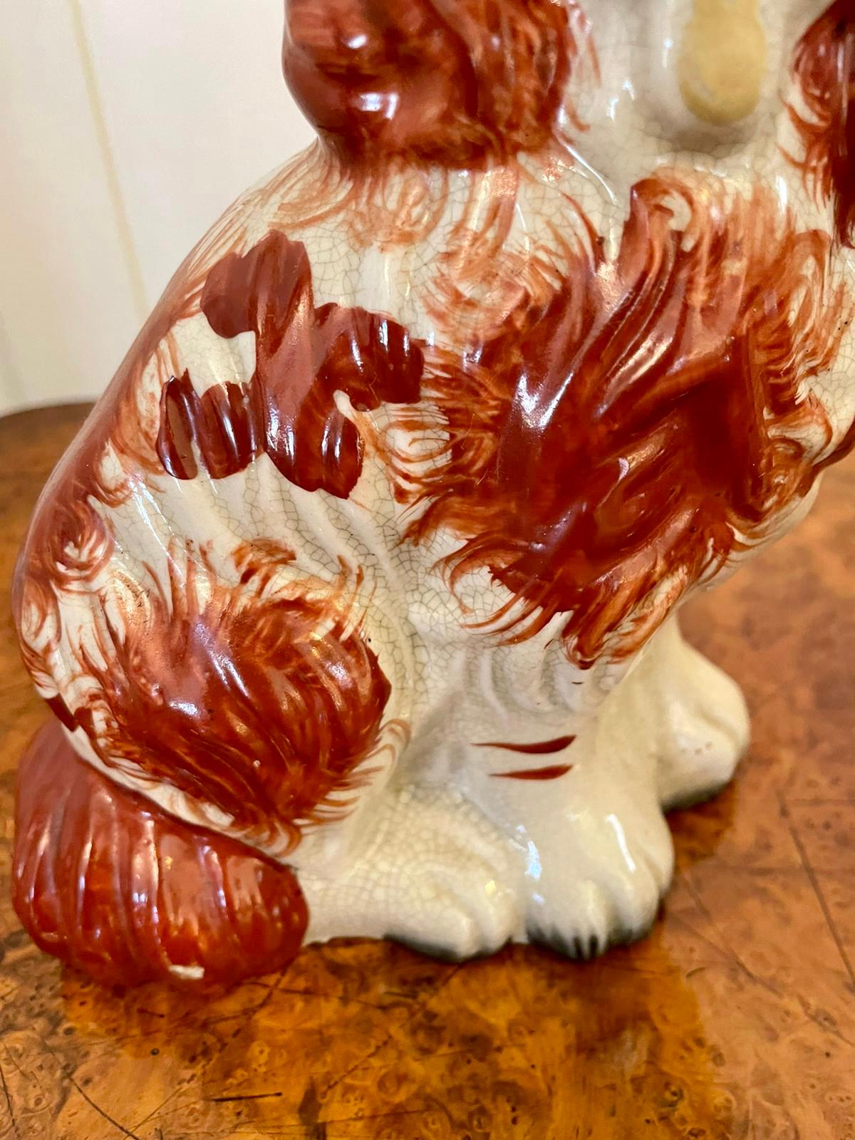 Pottery Pair of Antique Victorian Staffordshire Dogs For Sale