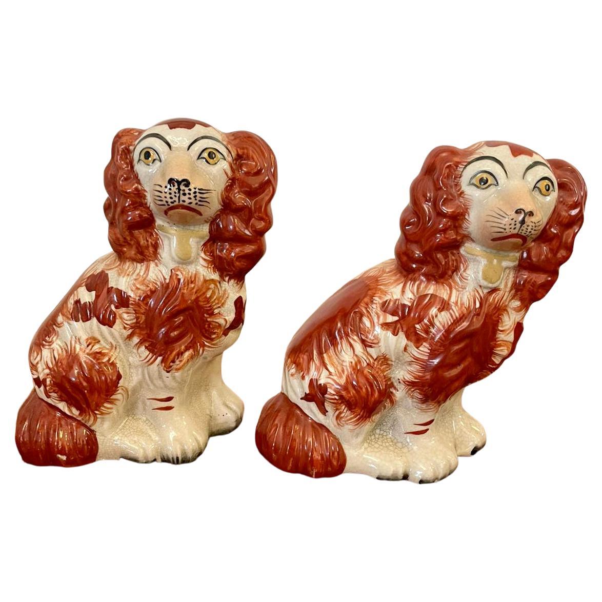 Pair of Antique Victorian Staffordshire Dogs For Sale