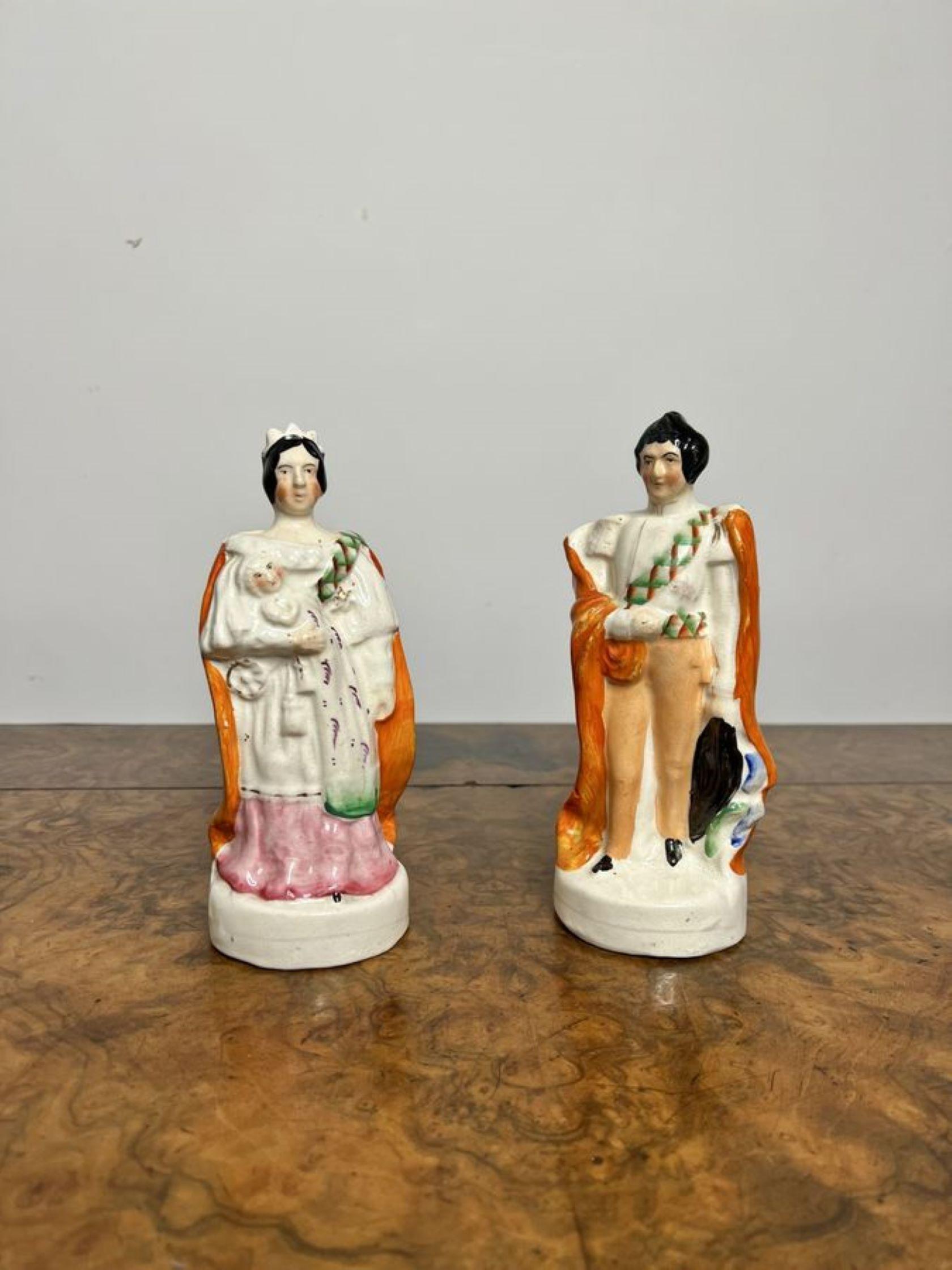 Early Victorian Pair of antique Victorian Staffordshire figures  For Sale
