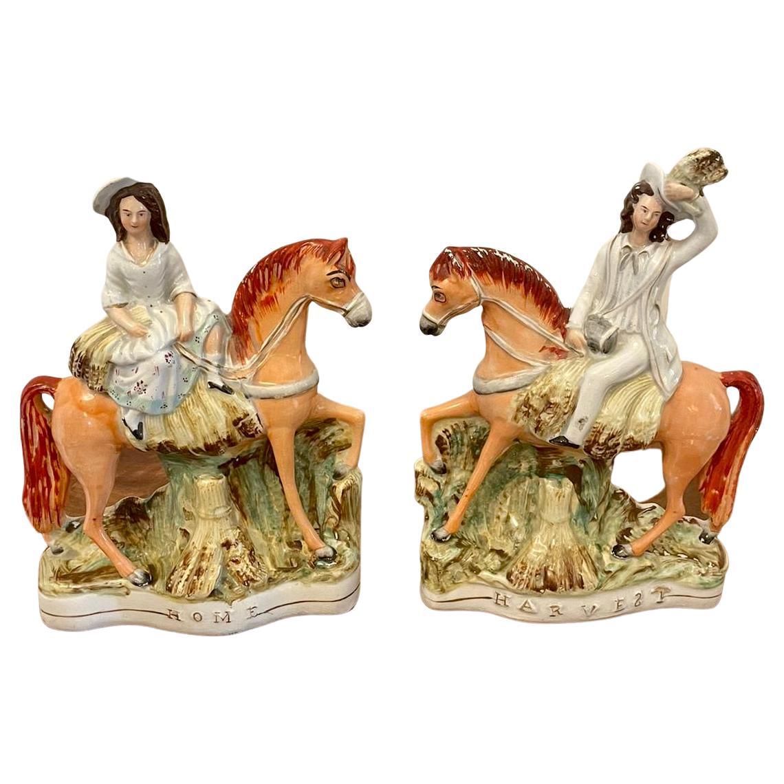 Pair of Antique Victorian Staffordshire Figures