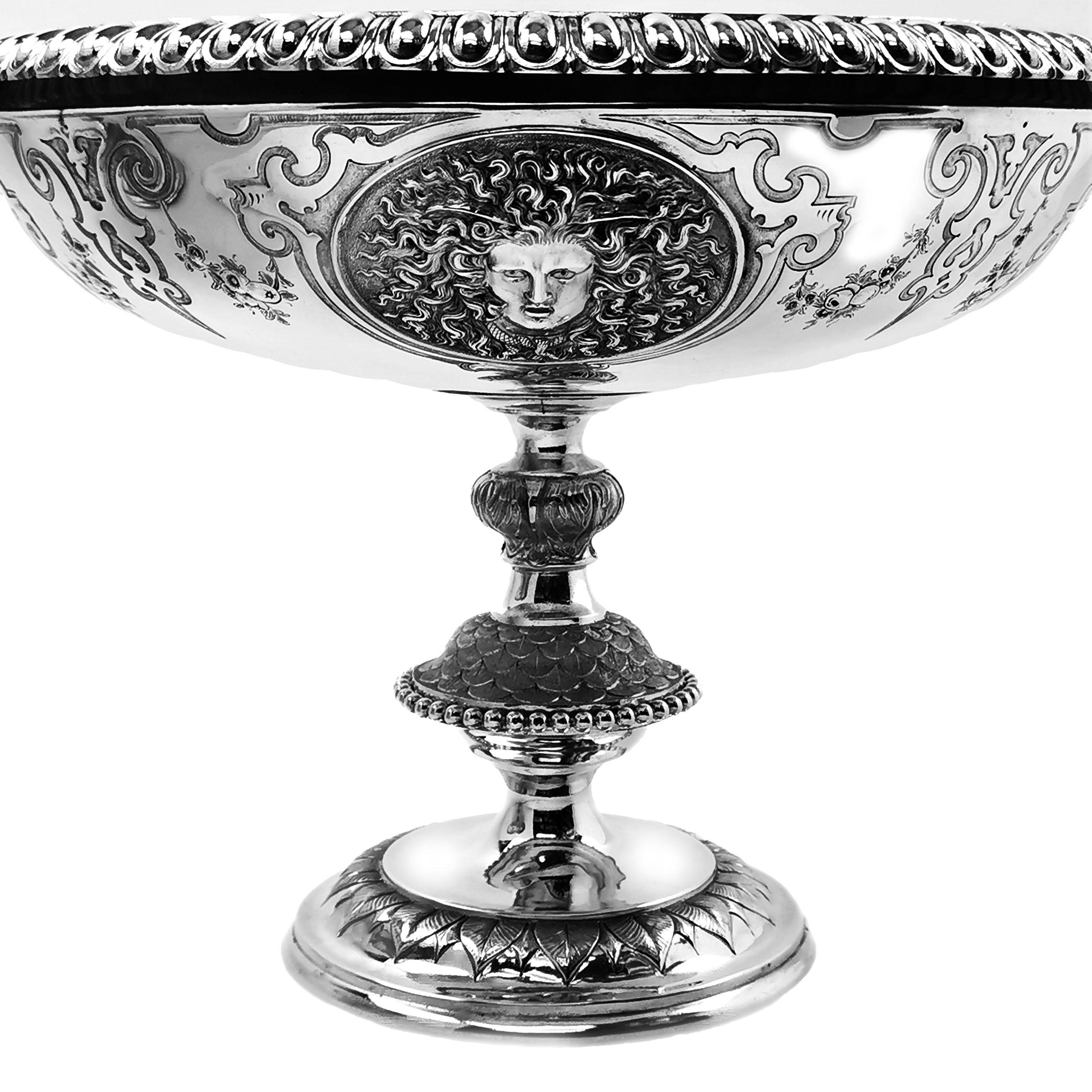 Pair of Antique Victorian Sterling Silver Comports / Dishes, 1862 For Sale 2