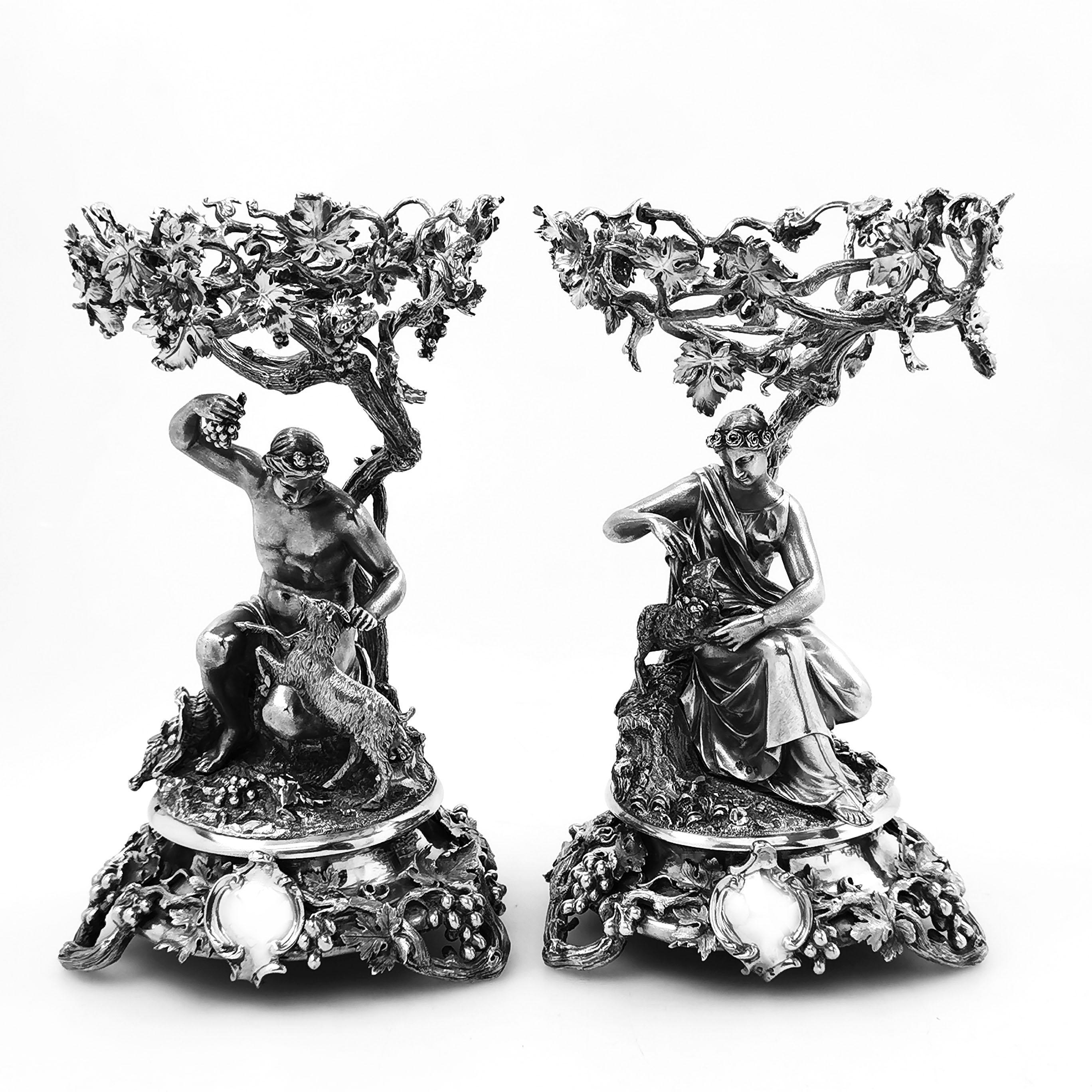 Pair of Antique Victorian Sterling Silver and Glass Comports Centrepieces, 1848 6