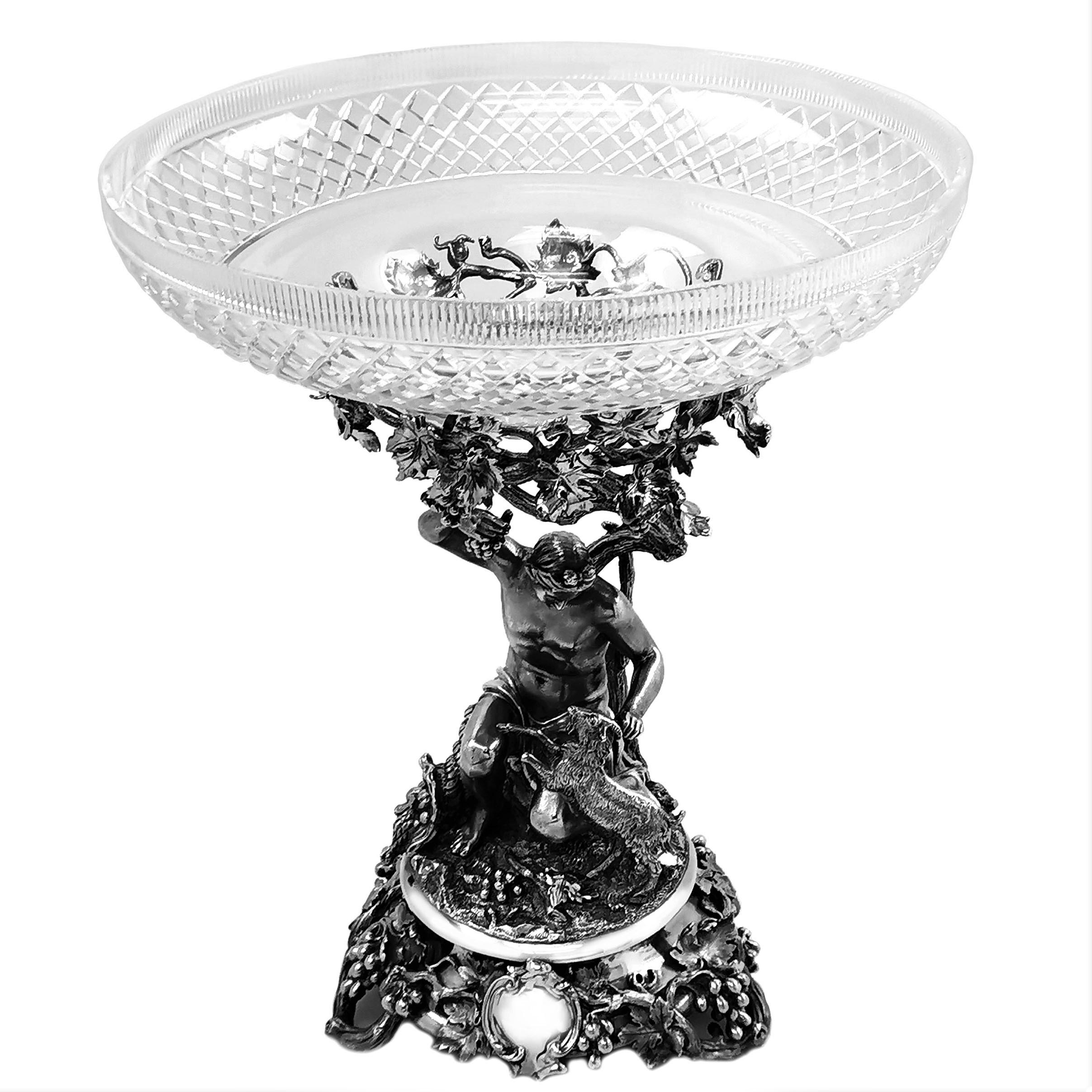 Pair of Antique Victorian Sterling Silver and Glass Comports Centrepieces, 1848 1