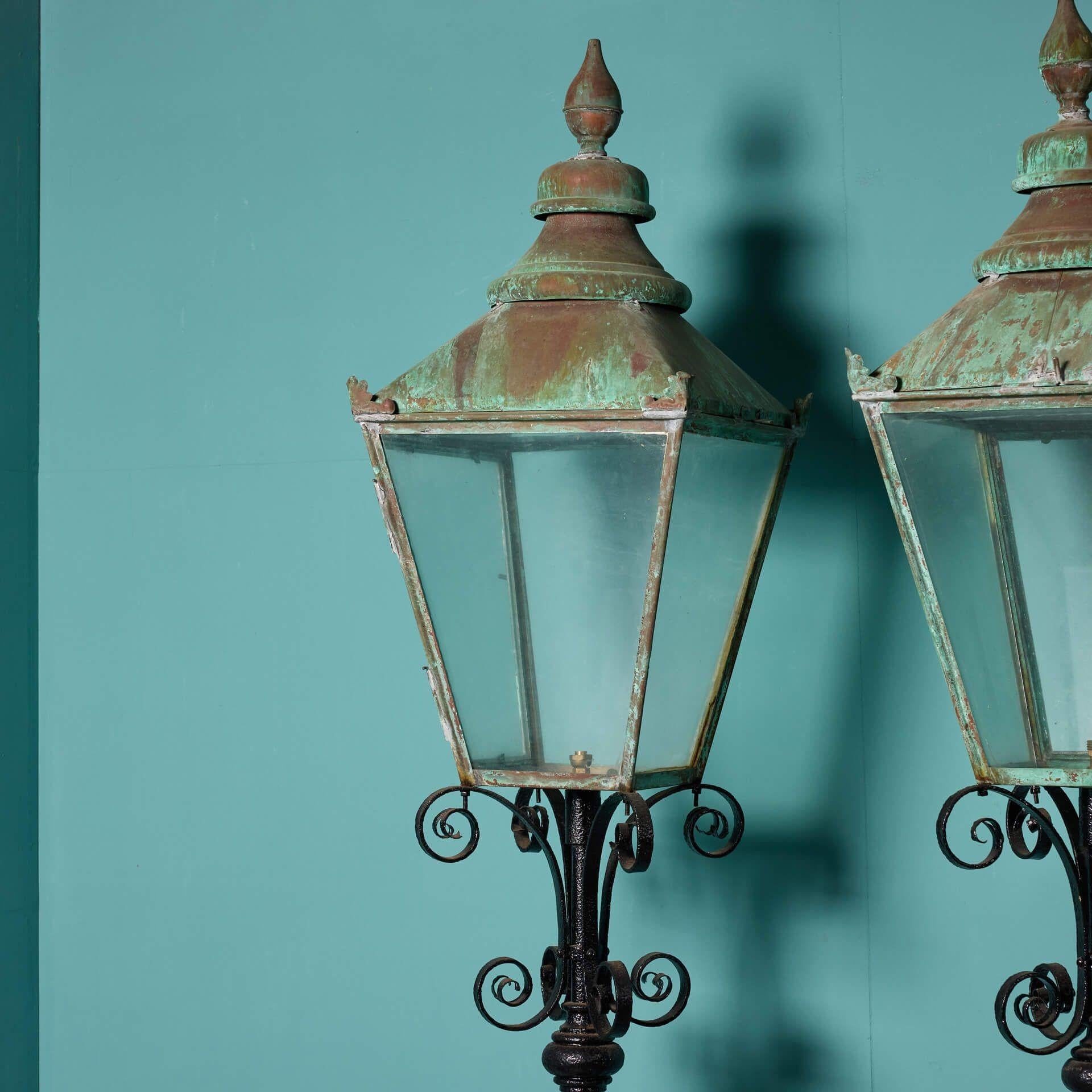 English Pair of Antique Victorian Street Lights For Sale