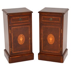 Pair of Antique Victorian Style Inlaid Bedside Cabinets