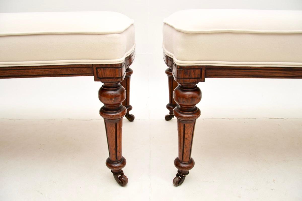 British Pair of Antique Victorian Walnut Stools / Benches For Sale