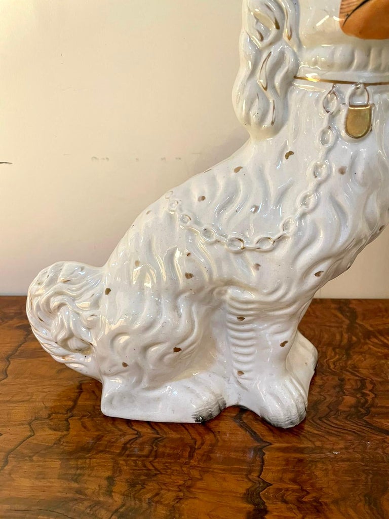 Pair of Antique Victorian White and Gold Staffordshire Dogs at 1stDibs white staffordshire