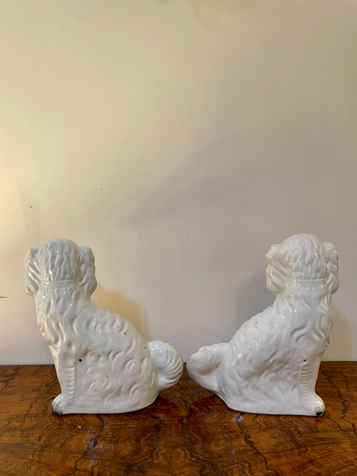 Pair of Antique Victorian White and Gold Staffordshire Dogs In Good Condition In Suffolk, GB
