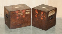 PAIR OF ANTIQUE VICTORIAN WORSHIPFUL COMPANY OF SKINNERS PAiR OF CAMPAIGN CHESTS