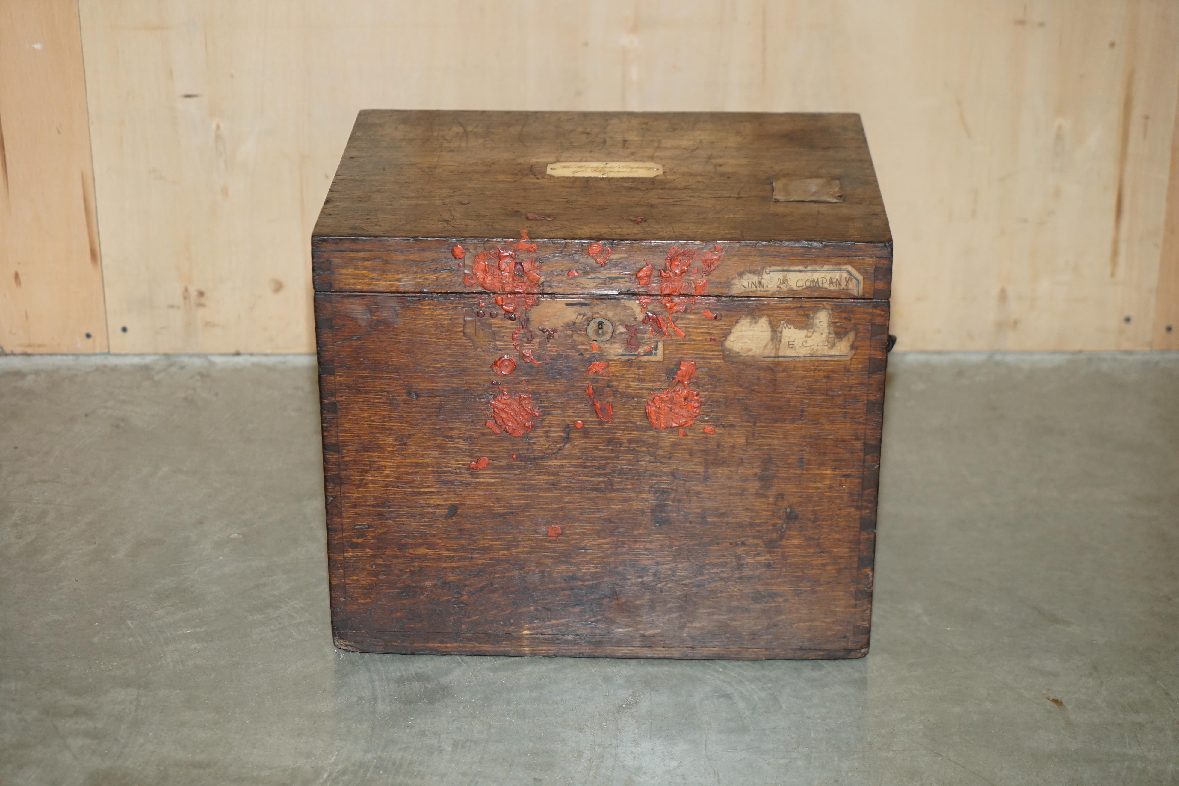 Hand-Crafted PAIR OF ANTIQUE VICTORIAN WORSHIPFUL COMPANY OF SKINNERS PAiR OF CAMPAIGN CHESTS For Sale