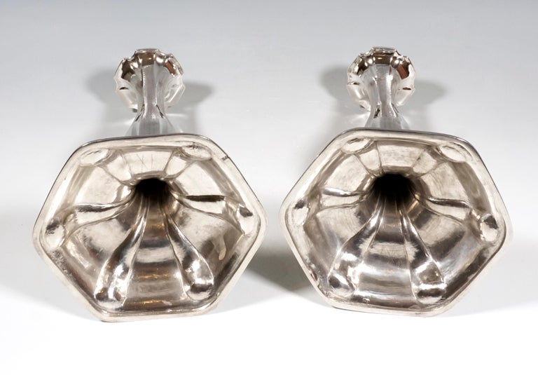 Pair of Antique Vienna Biedermeier Silver Candle Holders, Dated 1857 For Sale 1