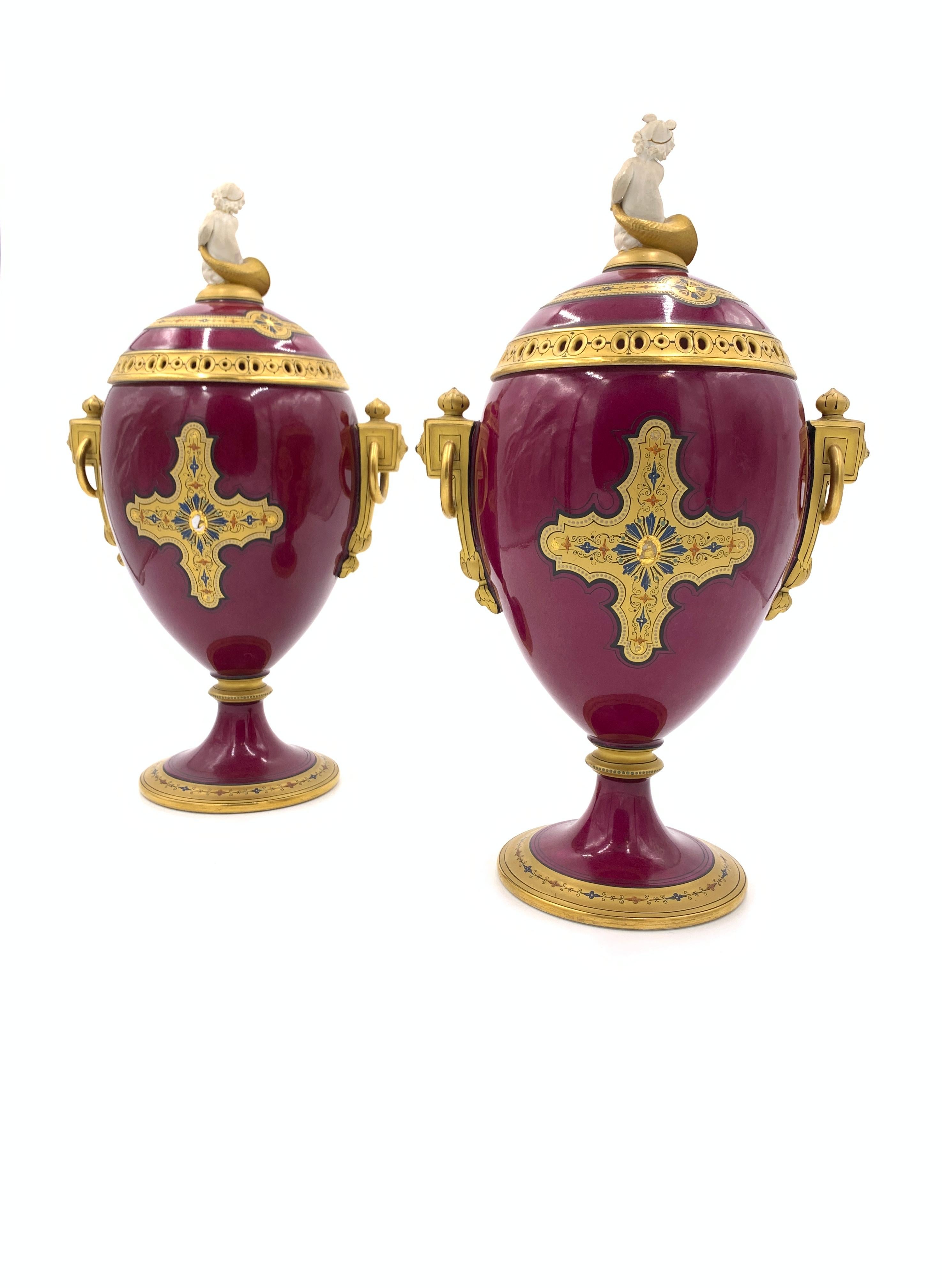 Austrian Pair of Antique Vienna Porcelain Vases