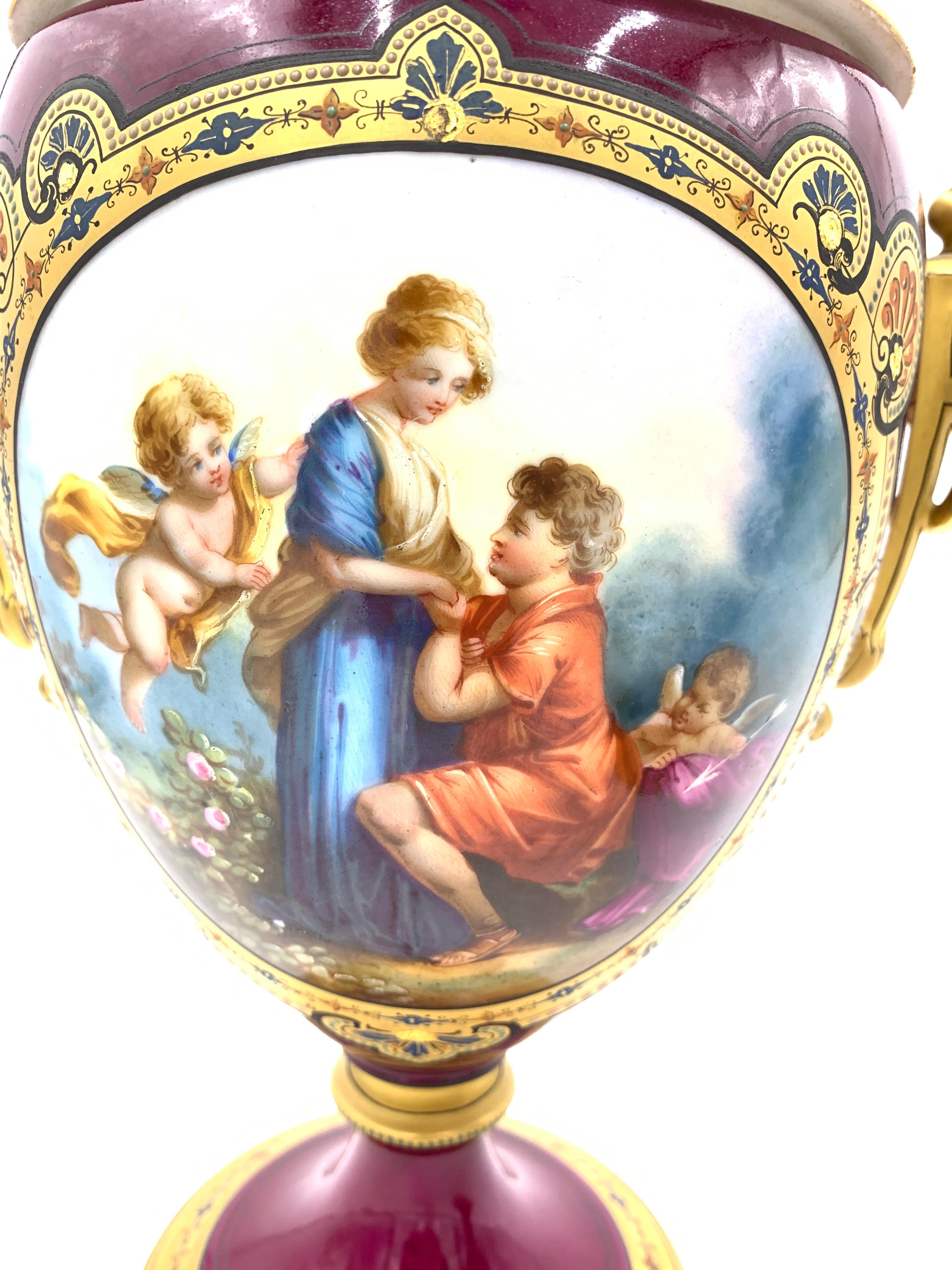Pair of Antique Vienna Porcelain Vases 2