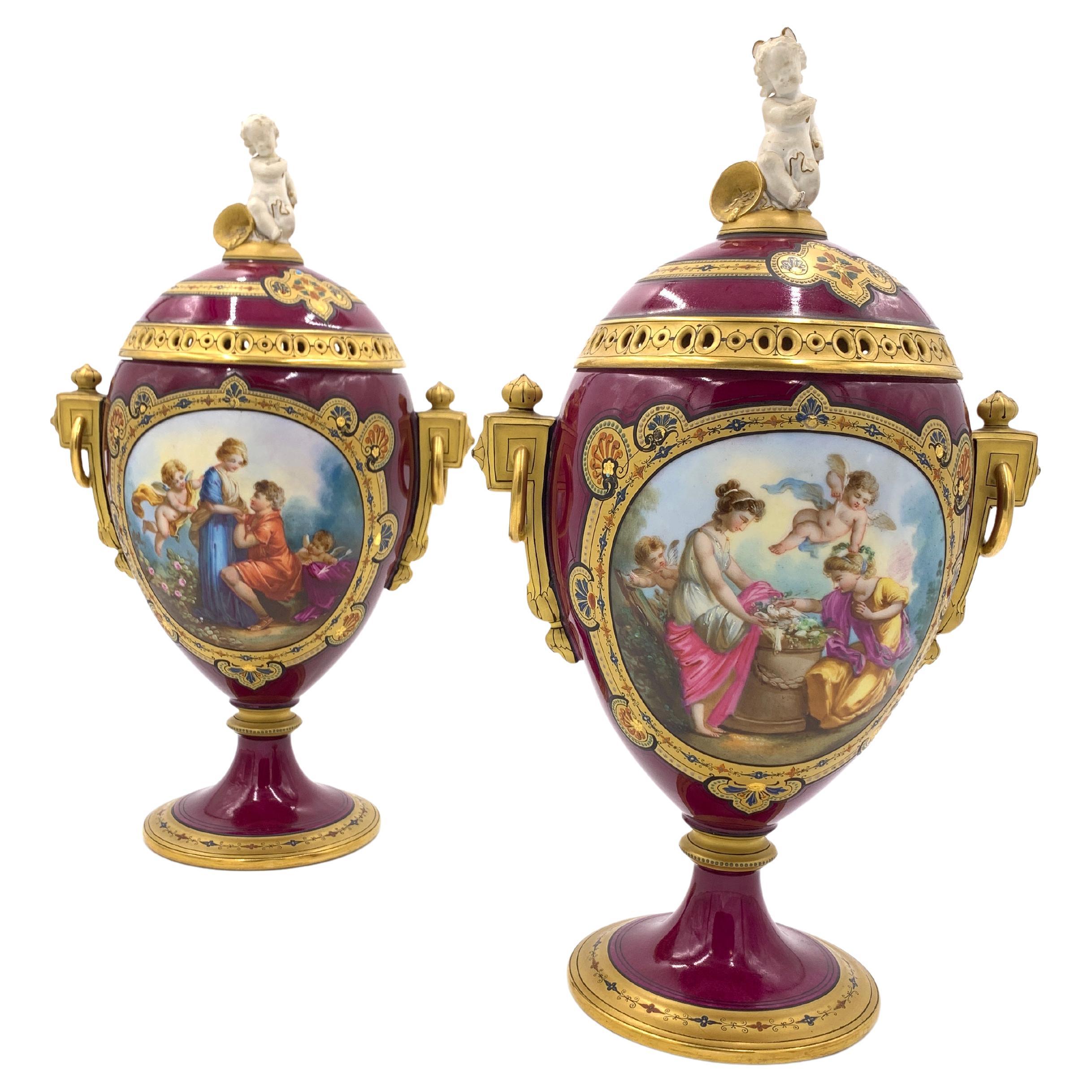 Pair of Antique Vienna Porcelain Vases