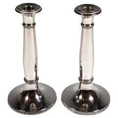Pair of Antique Vienna Silver Candle Holders, by Stephan Mayerhofer, Dated 1826