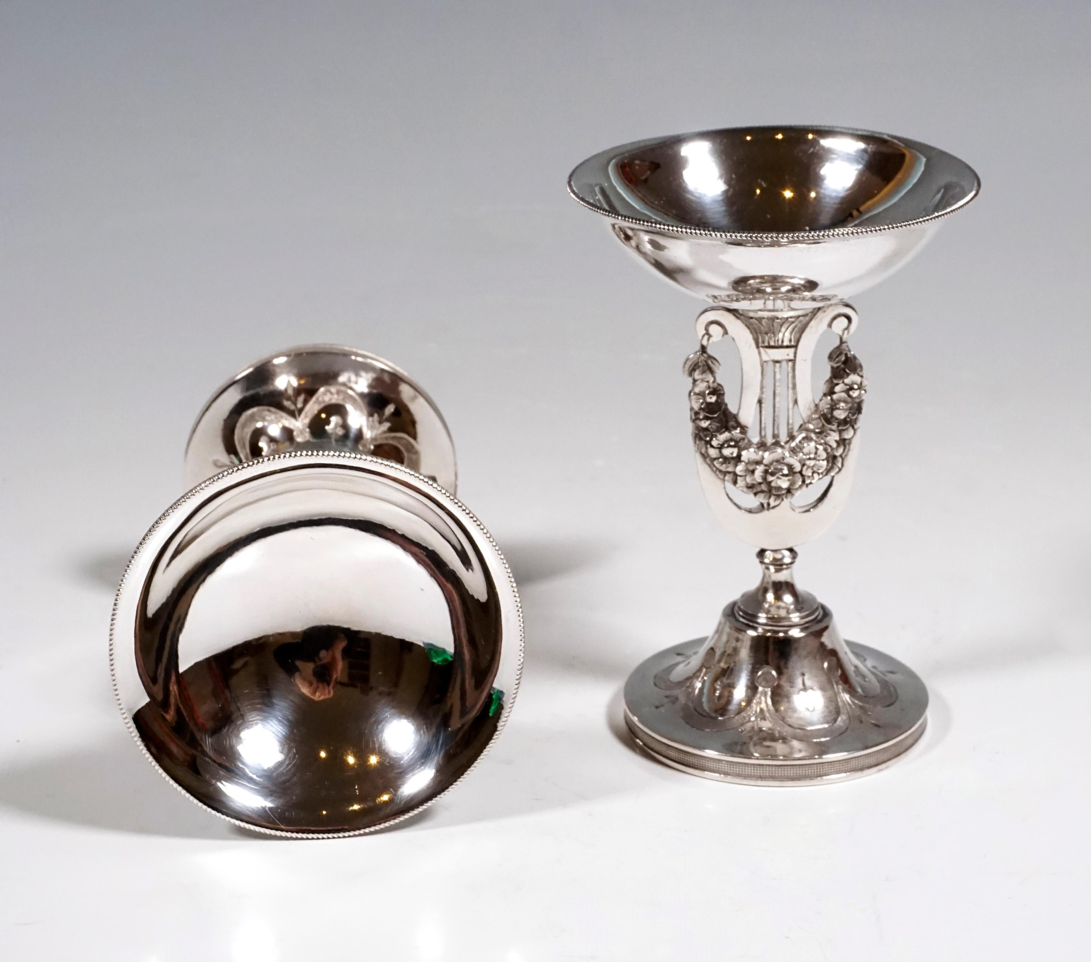 Austrian Pair Of Antique Vienna Silver Empire Spice Bowls by Georg Kohlmayer, ca. 1815