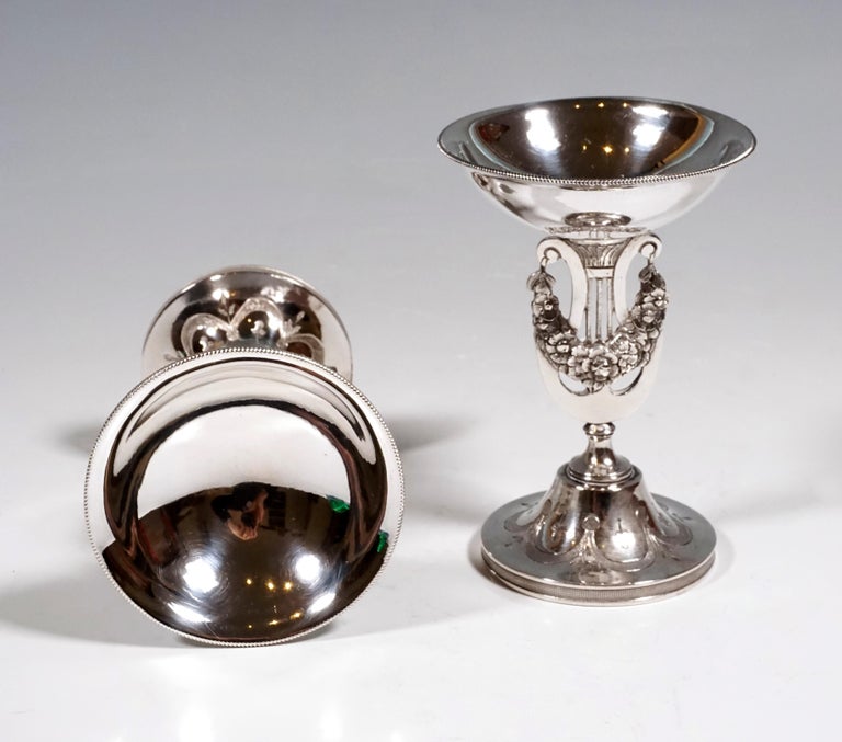 Austrian Pair Of Antique Vienna Silver Empire Spice Bowls by Georg Kohlmayer, ca. 1815 For Sale