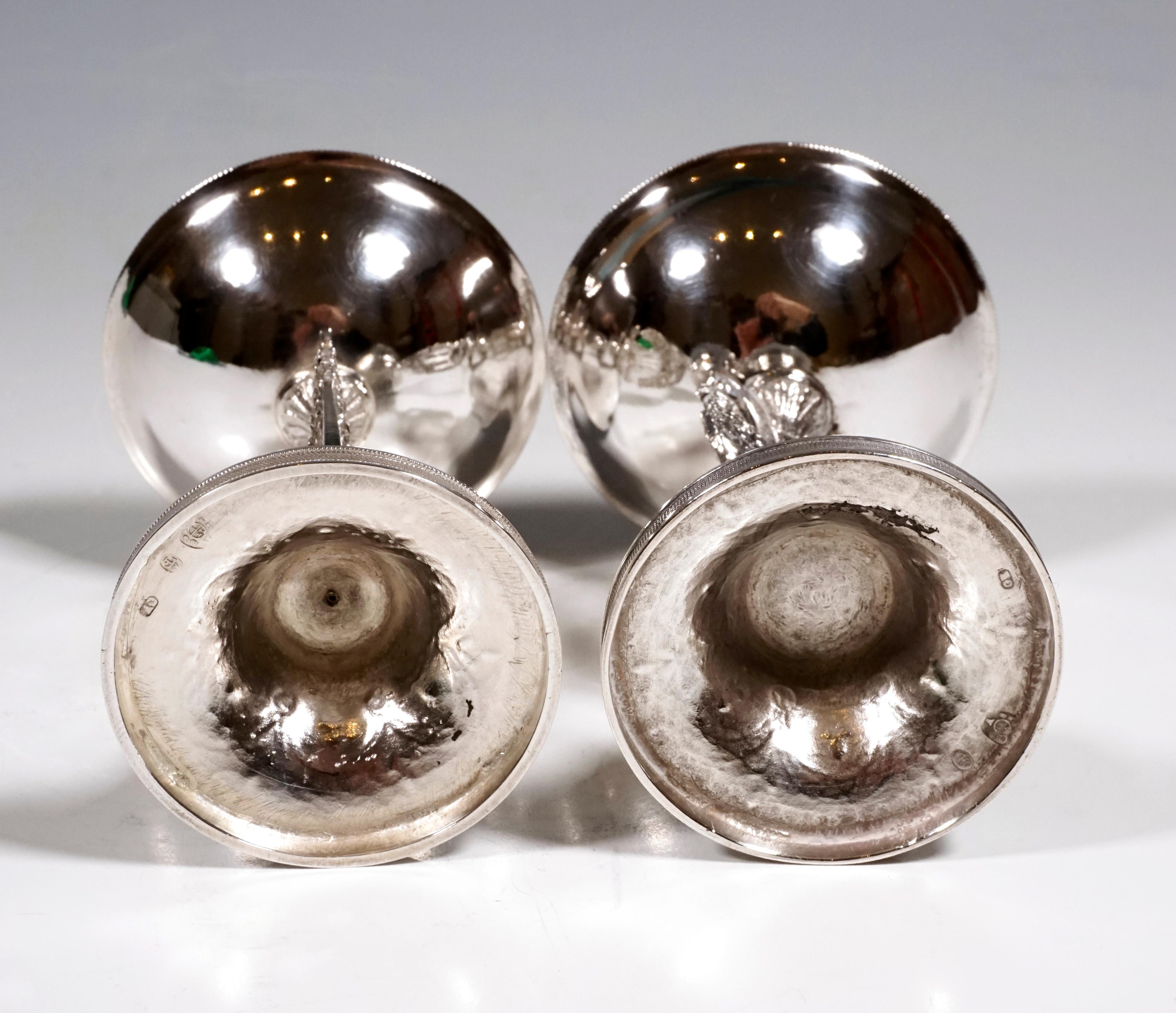 Hand-Crafted Pair Of Antique Vienna Silver Empire Spice Bowls by Georg Kohlmayer, ca. 1815
