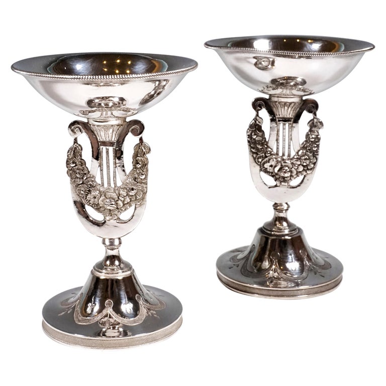 Pair Of Antique Vienna Silver Empire Spice Bowls by Georg Kohlmayer, ca. 1815 For Sale