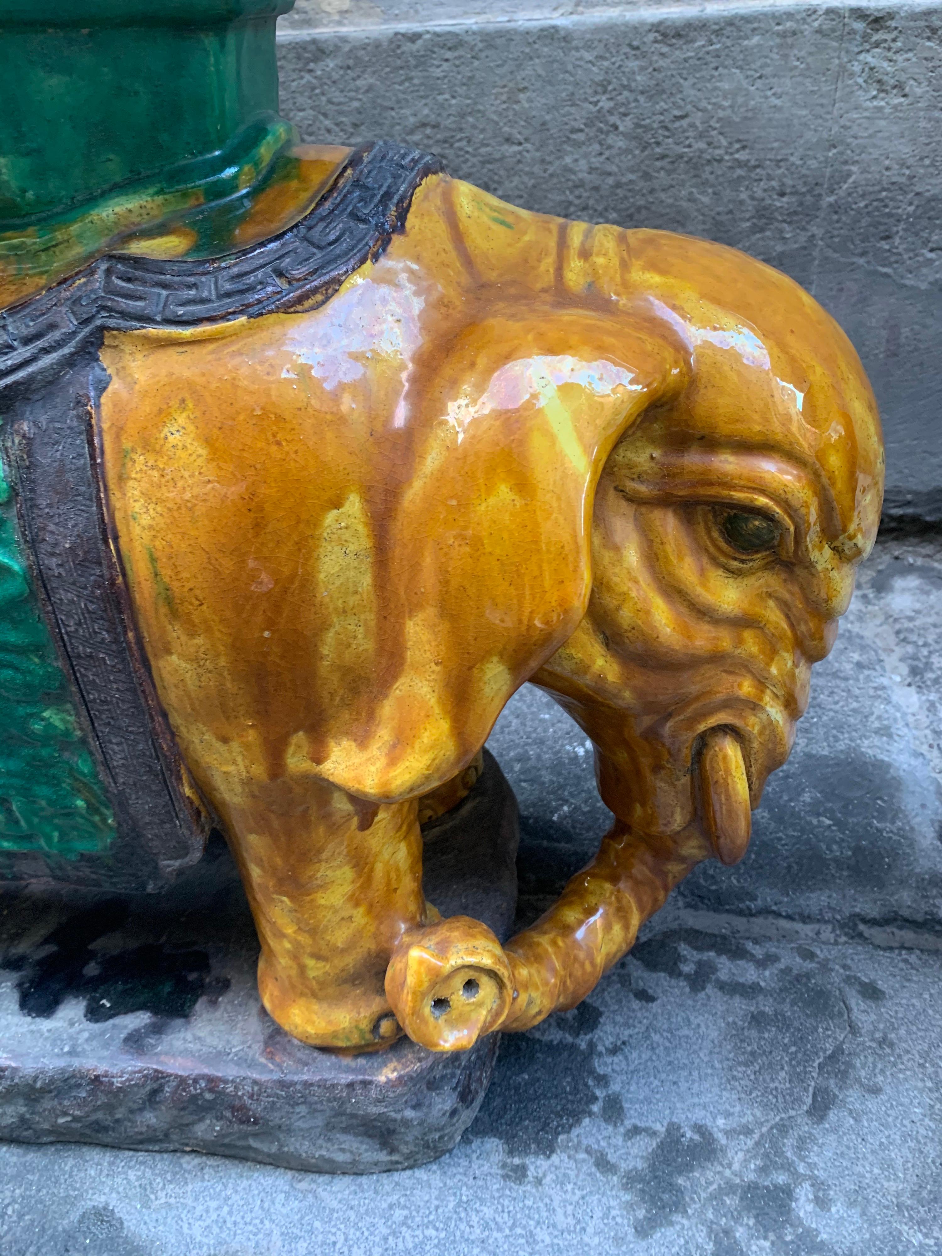 Pair of Antique Vietnamese Ceramic Elephant Stools/Plant Holders, Early 1900 3