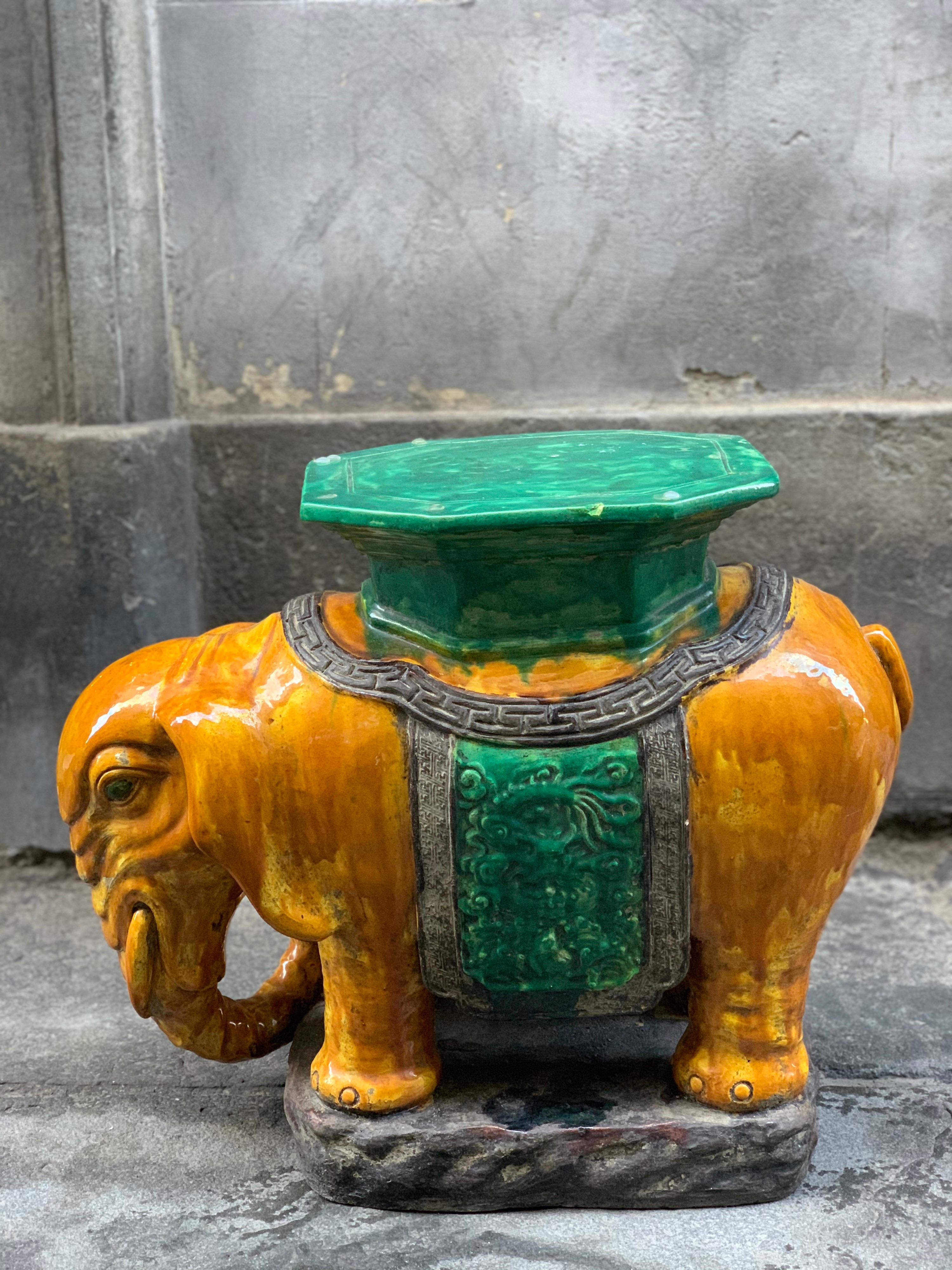 Pair of Antique Vietnamese Ceramic Elephant Stools/Plant Holders, Early 1900 8