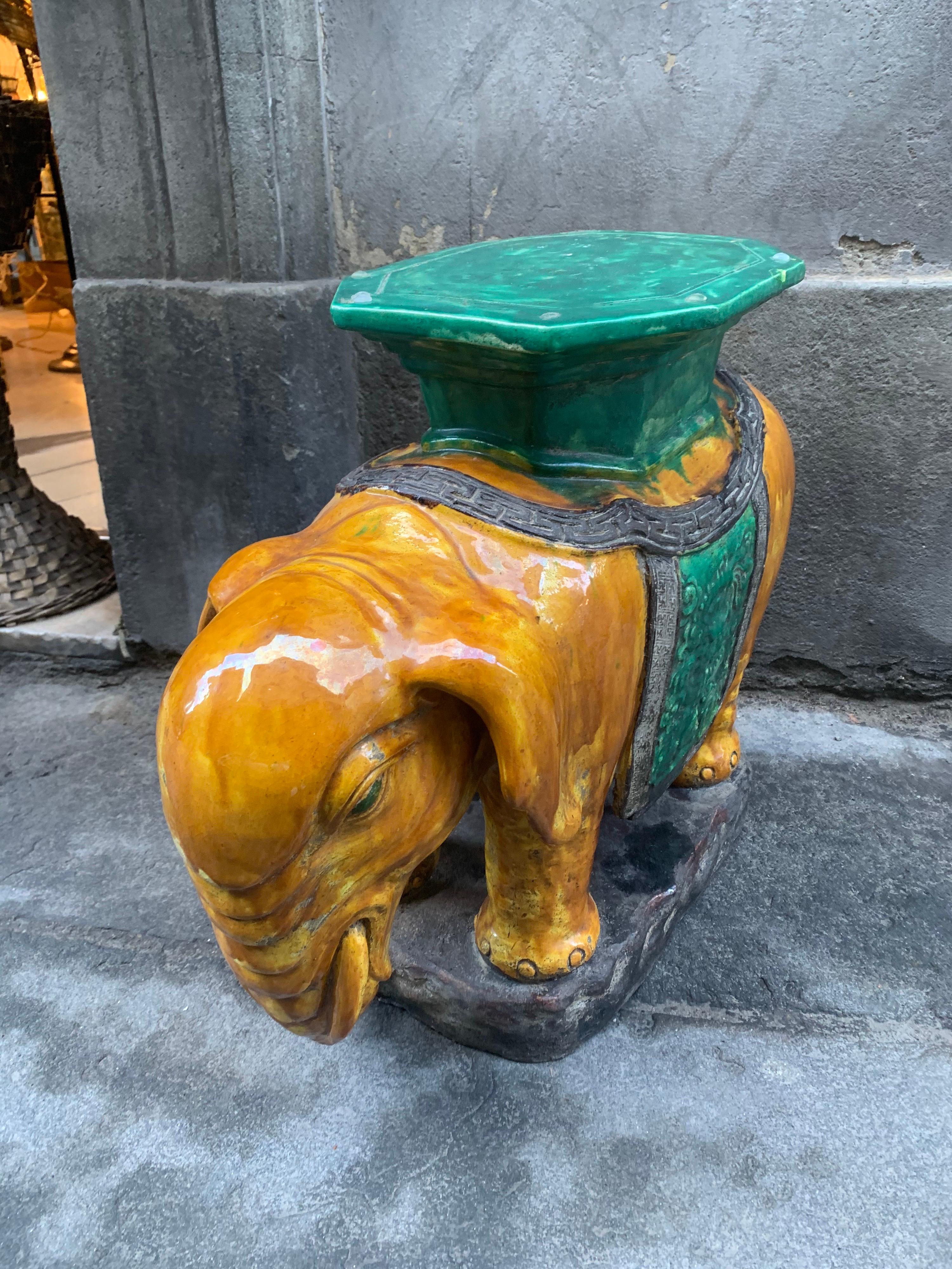 Pair of Antique Vietnamese Ceramic Elephant Stools/Plant Holders, Early 1900 9