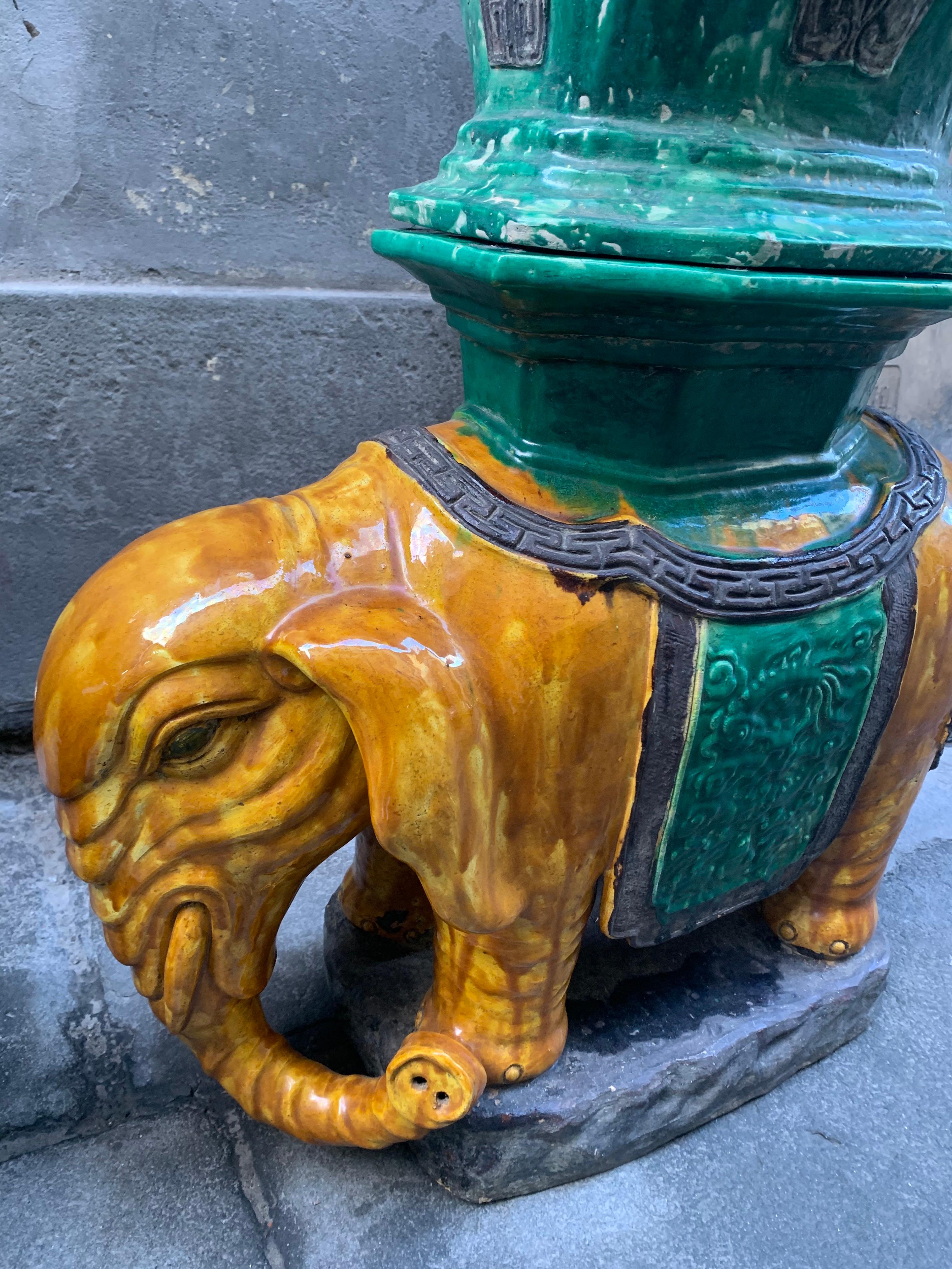 Pair of Antique Vietnamese Ceramic Elephant Stools/Plant Holders, Early 1900 10