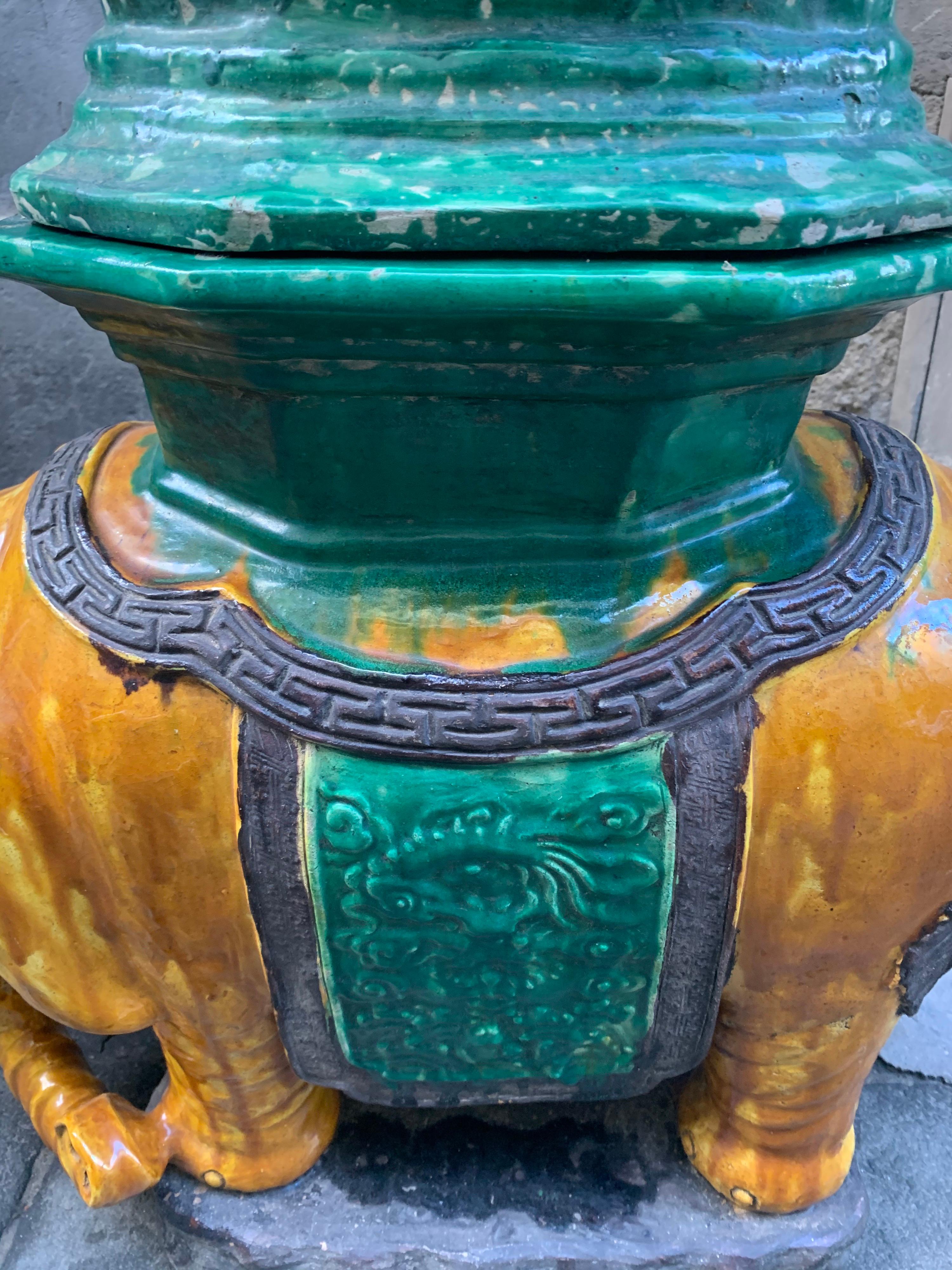 Pair of Antique Vietnamese Ceramic Elephant Stools/Plant Holders, Early 1900 In Good Condition In Florence, IT