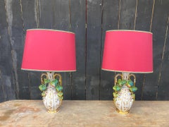 Pair of Antique Vieux Paris Porcelain Lamps, circa 1880