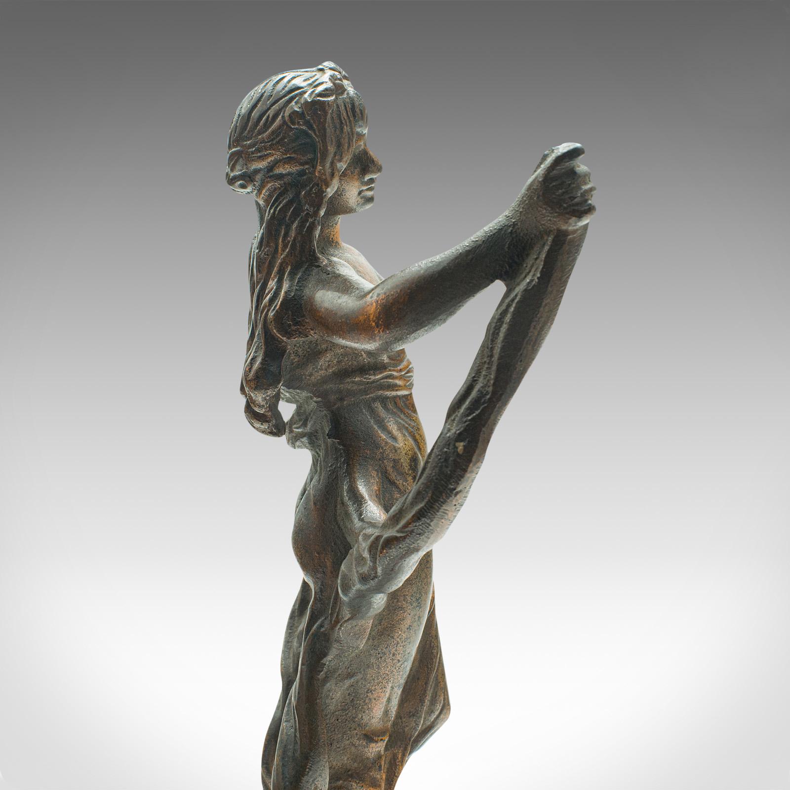Pair Of Antique Virtue Figures, French, Bronze, Statue, Art Nouveau, Victorian For Sale 8