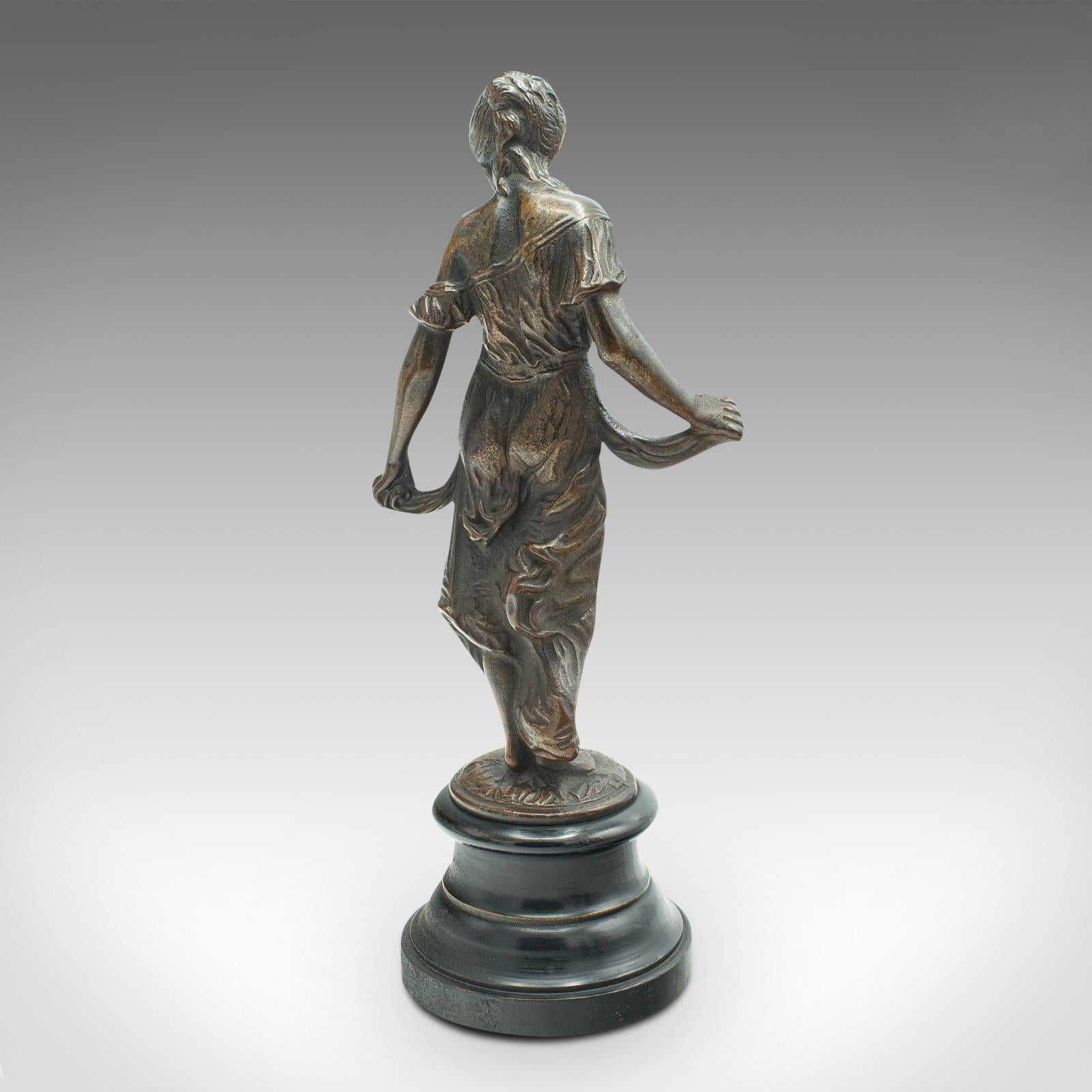 19th Century Pair Of Antique Virtue Figures, French, Bronze, Statue, Art Nouveau, Victorian For Sale