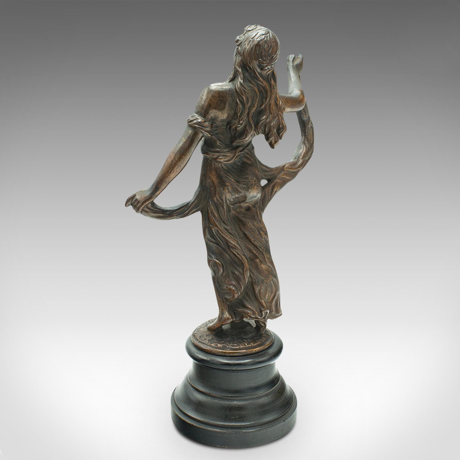 Pair Of Antique Virtue Figures, French, Bronze, Statue, Art Nouveau, Victorian For Sale 5
