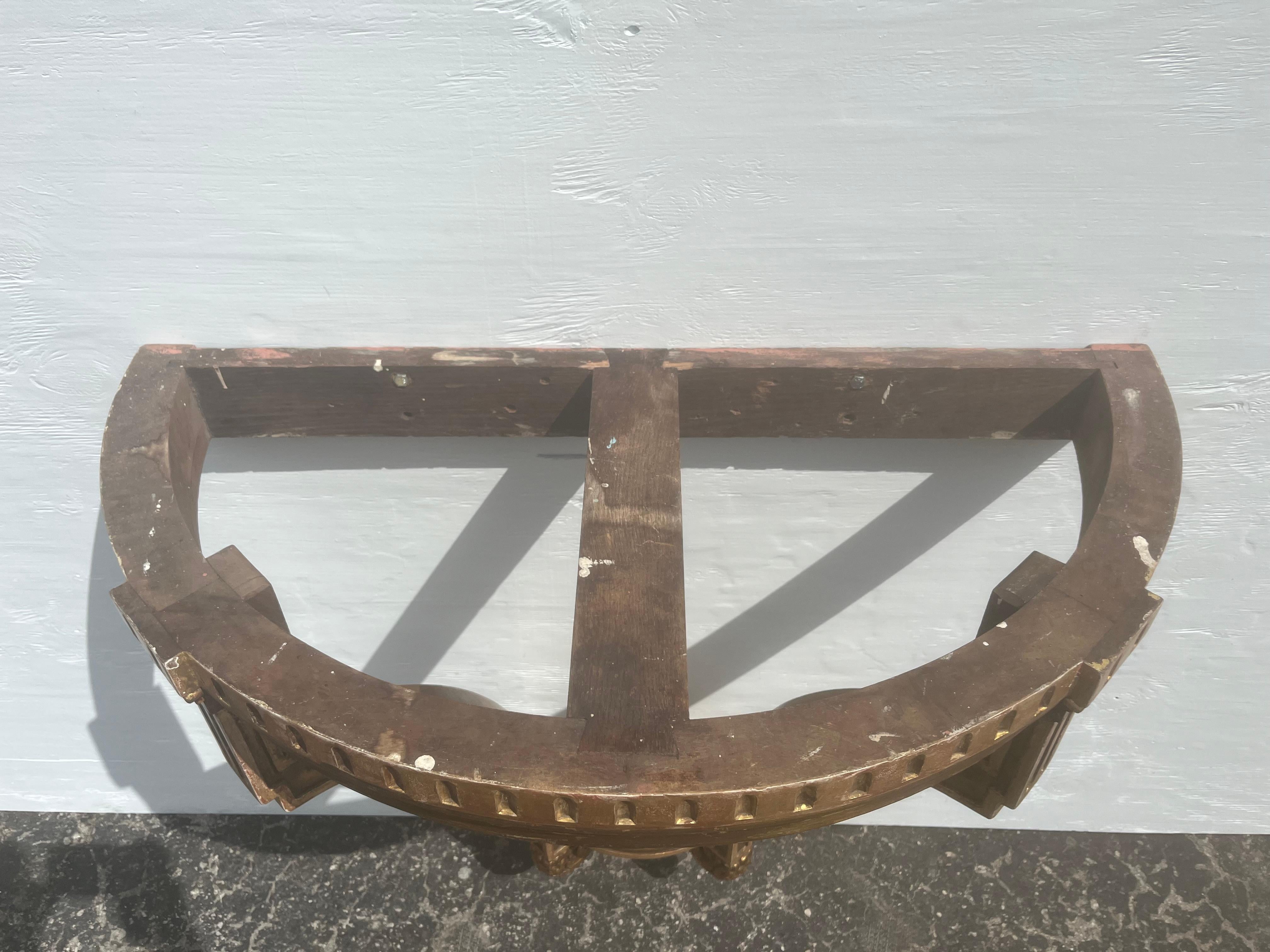 Pair of Antique Wall-Mounted Console Tables, Marble Tops, Wood, Gold For Sale 10
