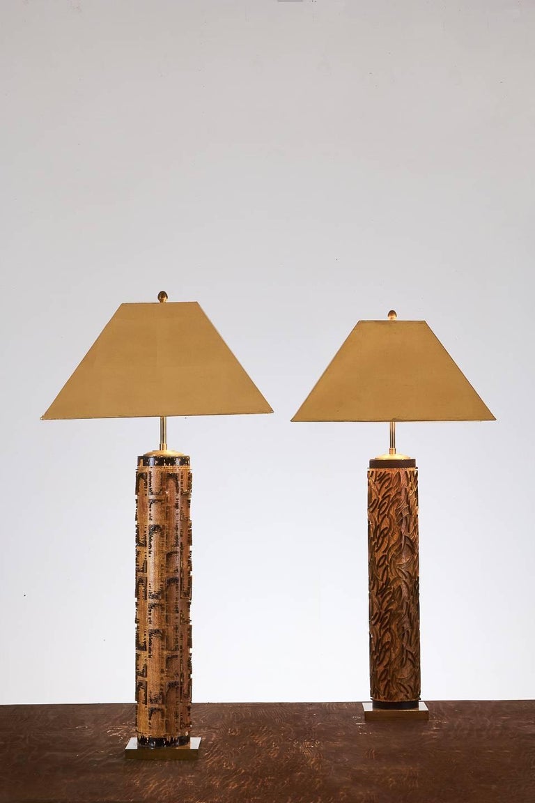 Pair of Antique Wallpaper Roller Lamps at 1stDibs