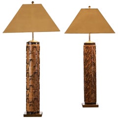 Pair of Antique Wallpaper Roller Lamps