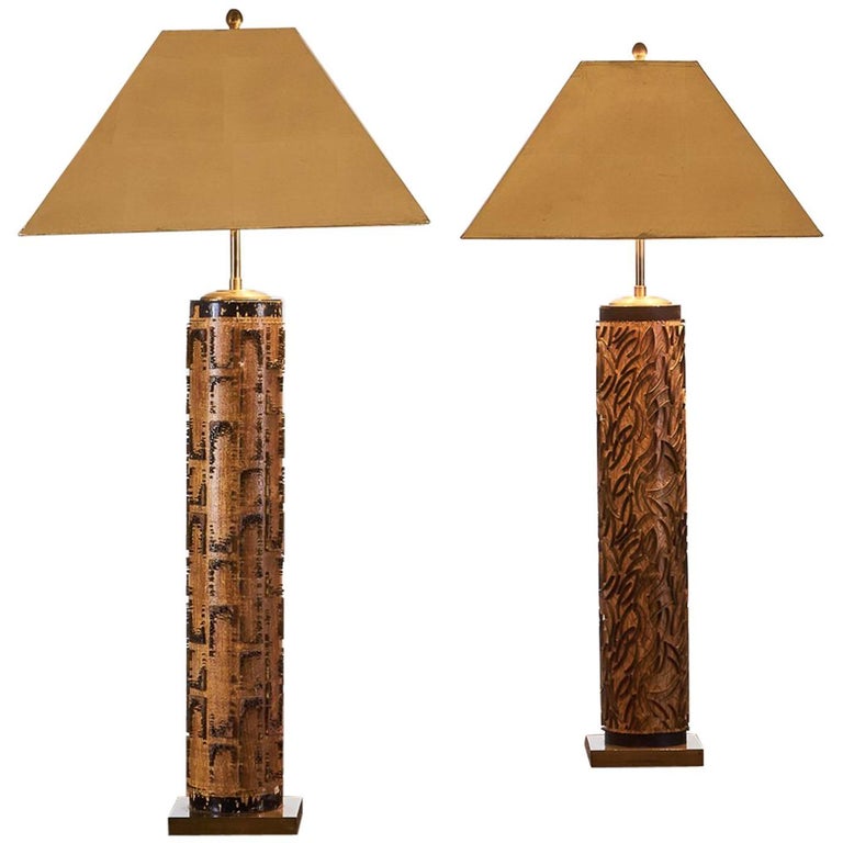 Pair of Antique Wallpaper Roller Lamps at 1stDibs
