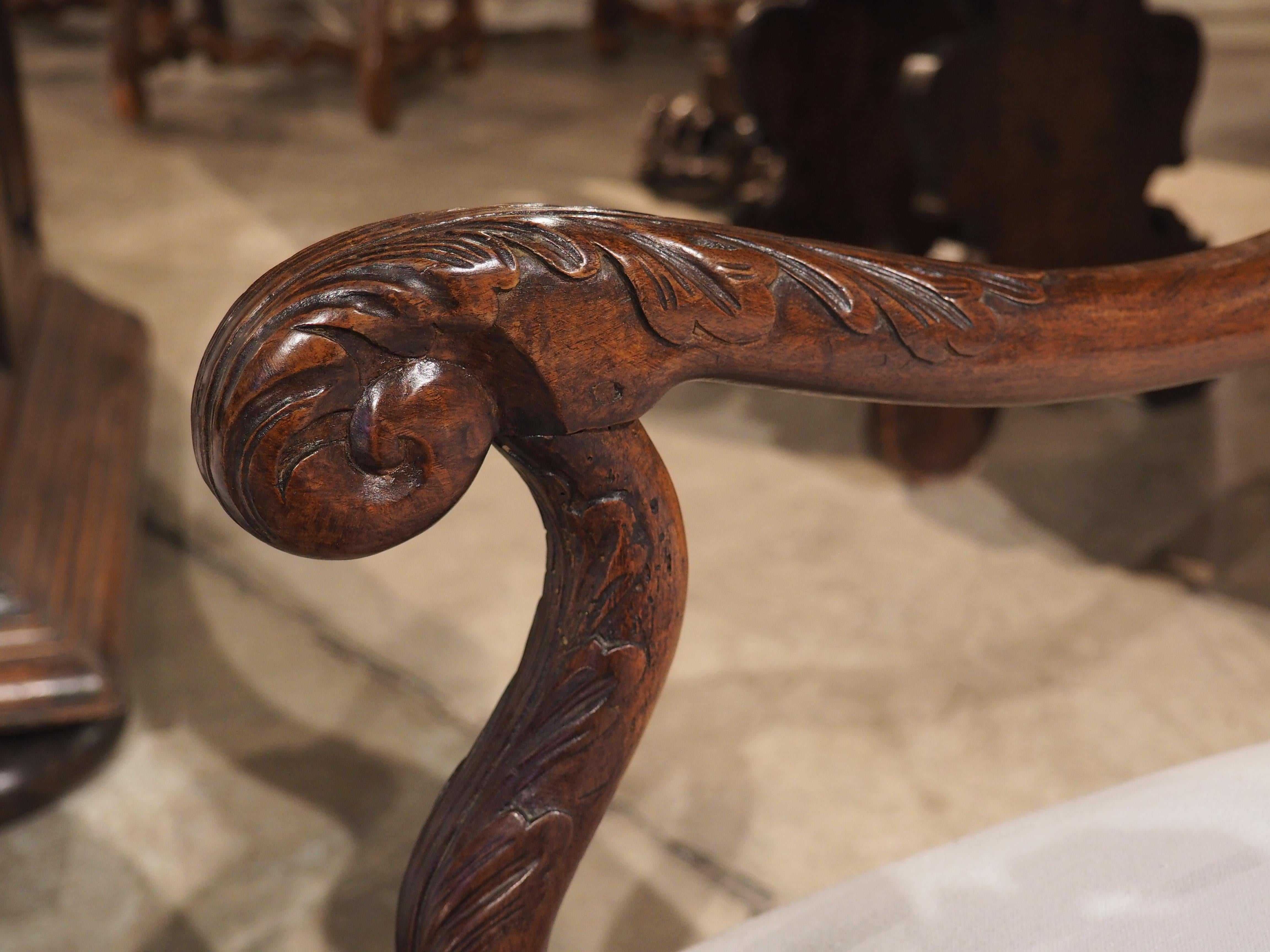 French Pair of Antique Walnut Armchairs from the Lot Region of France, circa 1830 For Sale