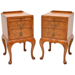 Pair of Antique Walnut Bedside Cabinets