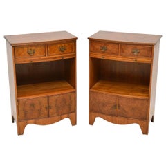 Pair of Antique Walnut Bedside Cabinets