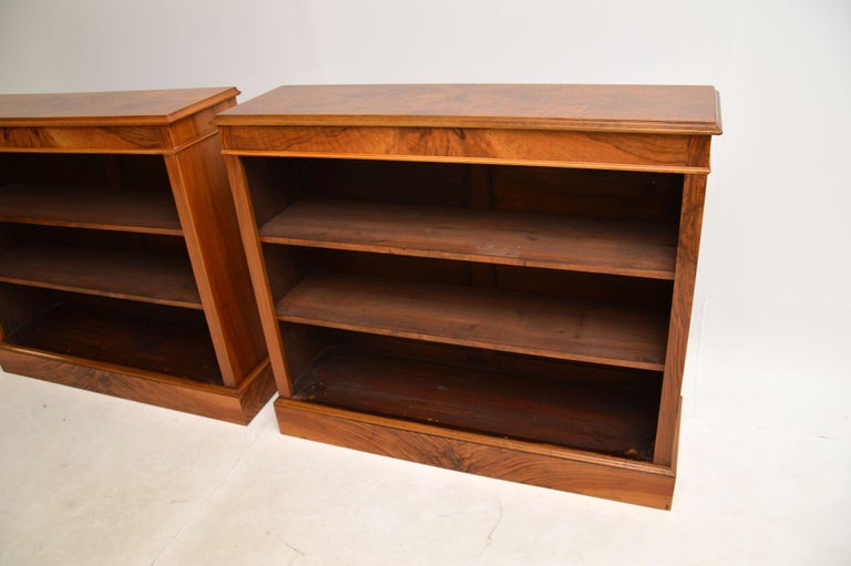 Pair of Antique Walnut Open Bookcases For Sale at 1stDibs