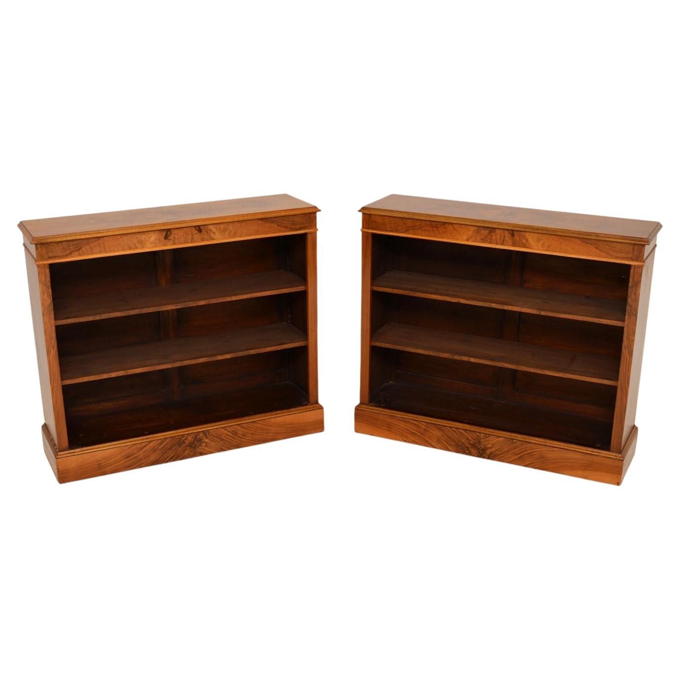 Pair of Tall Walnut Narrow Open Bookcases at 1stDibs narrow open