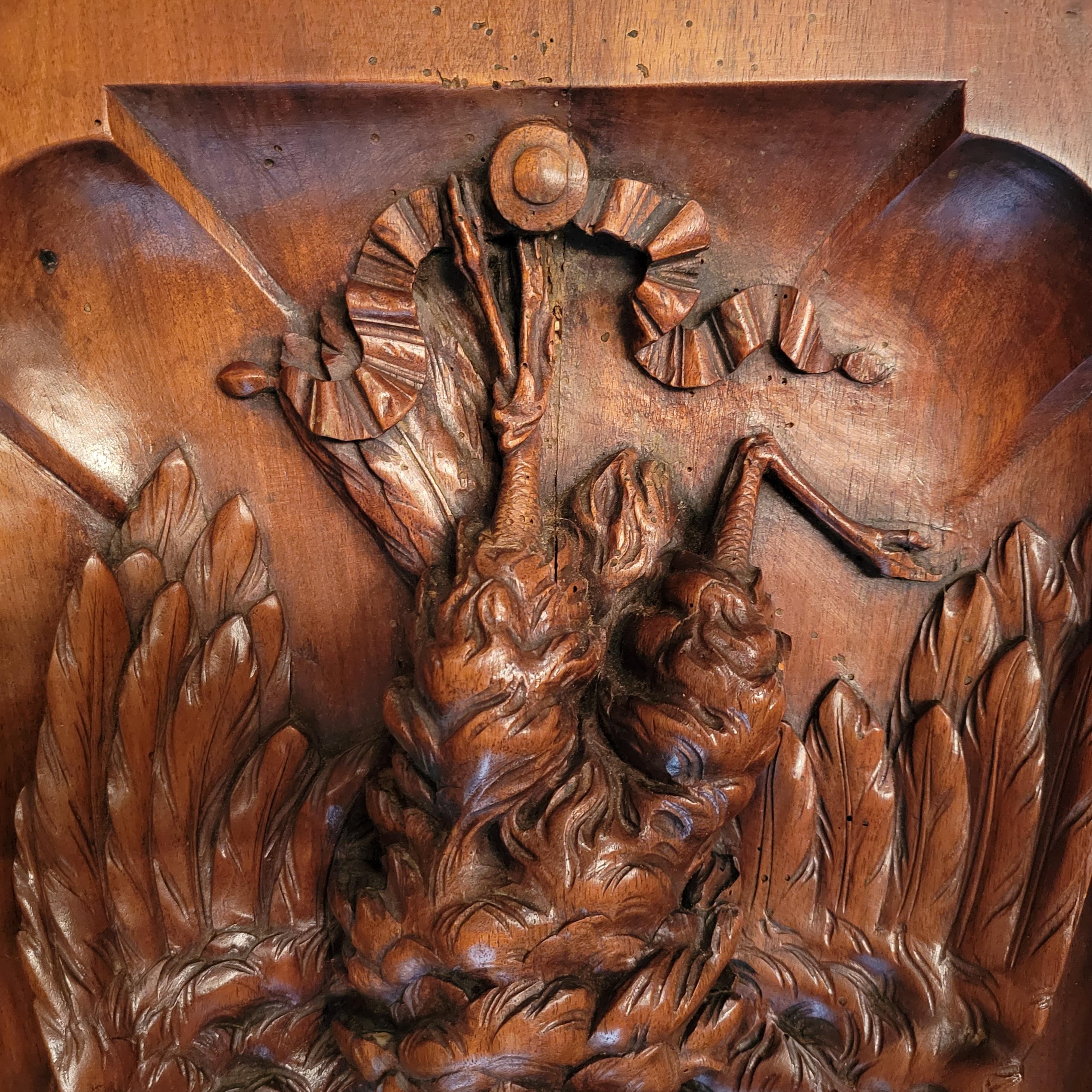 French Pair of Antique Walnut Wall Plaques circa 1880 For Sale
