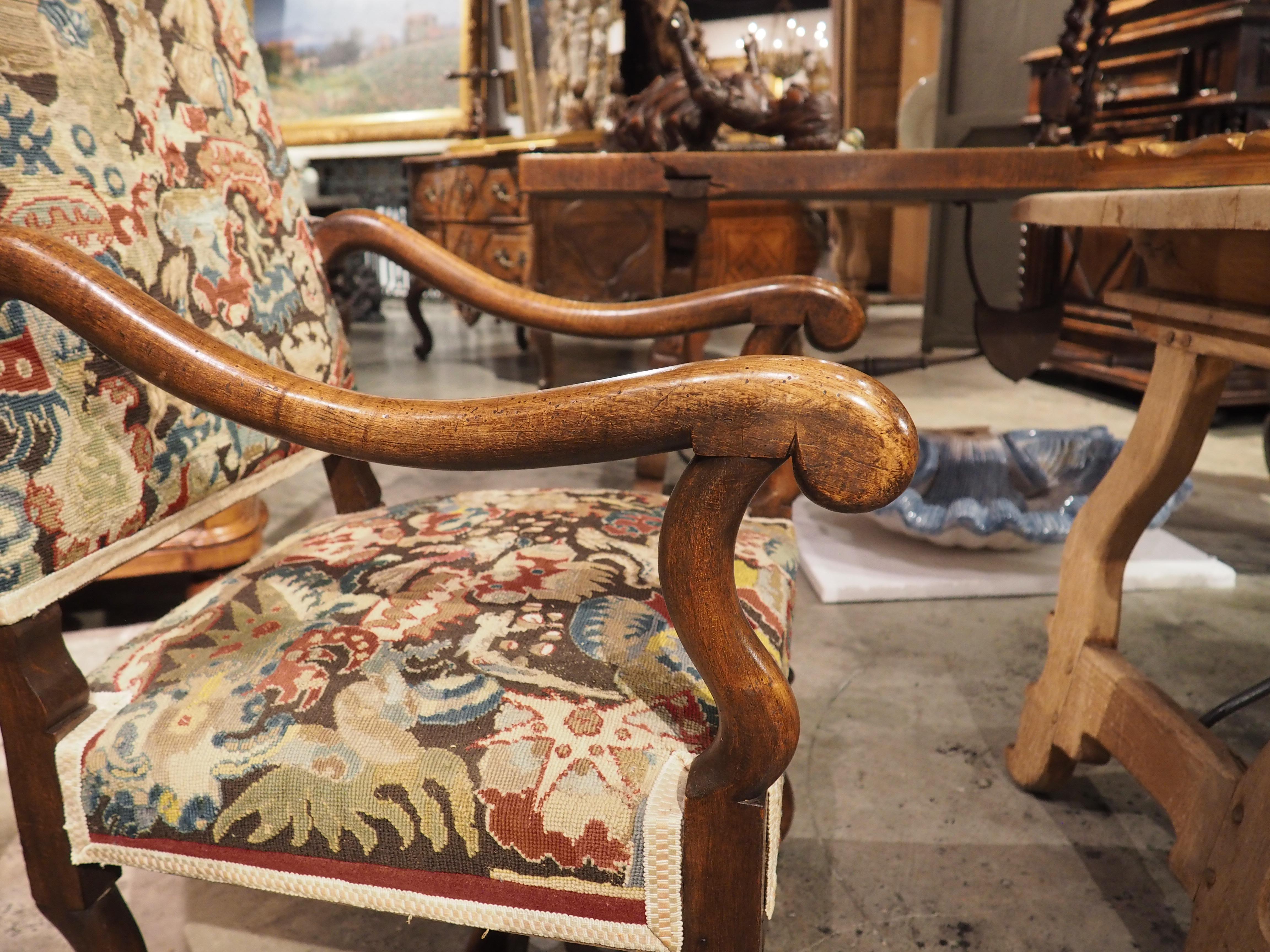 Late 19th Century Pair of Antique Walnut Wood Os De Mouton Armchairs from France, C. 1880
