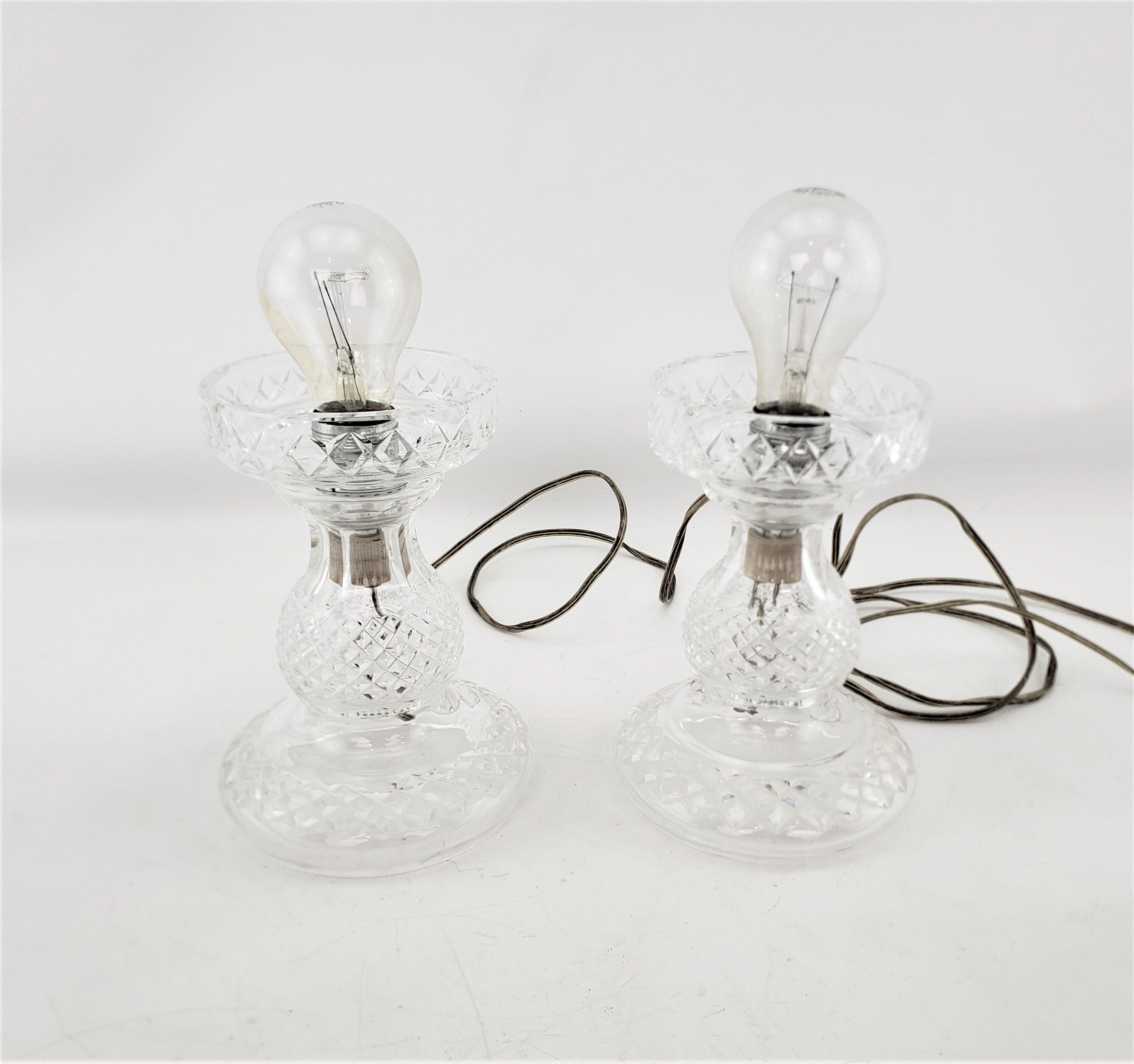 Pair of Antique Waterford Crystal Alana Inishmaan Hurricane Table Lamps For Sale 1